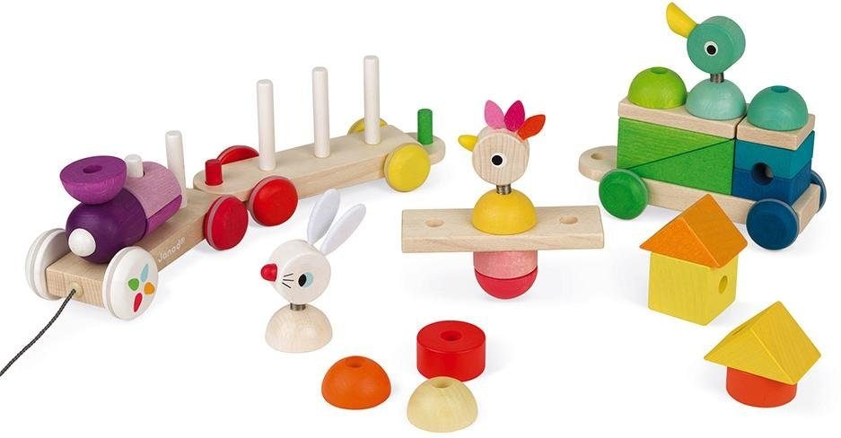 Janod Spielzeug-Eisenbahn »Zigolos Nachziehzug Hase, Huhn und Ente groß«, FSC®- schützt Wald - weltweit