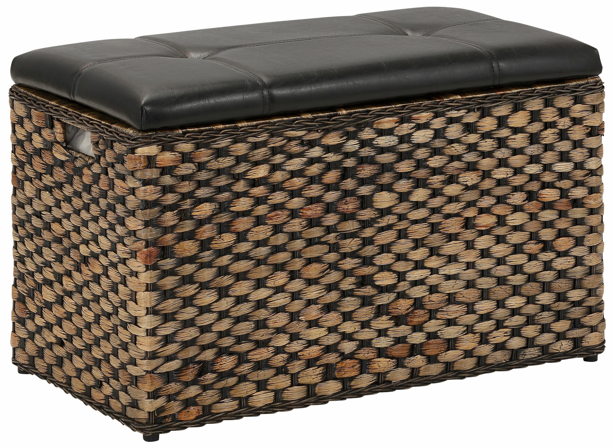 Home affaire Sitztruhe »Wittfield«, aus geflochtenem Rattan, mit Stoffeinsatz im Innenfach, Breite 75 cm