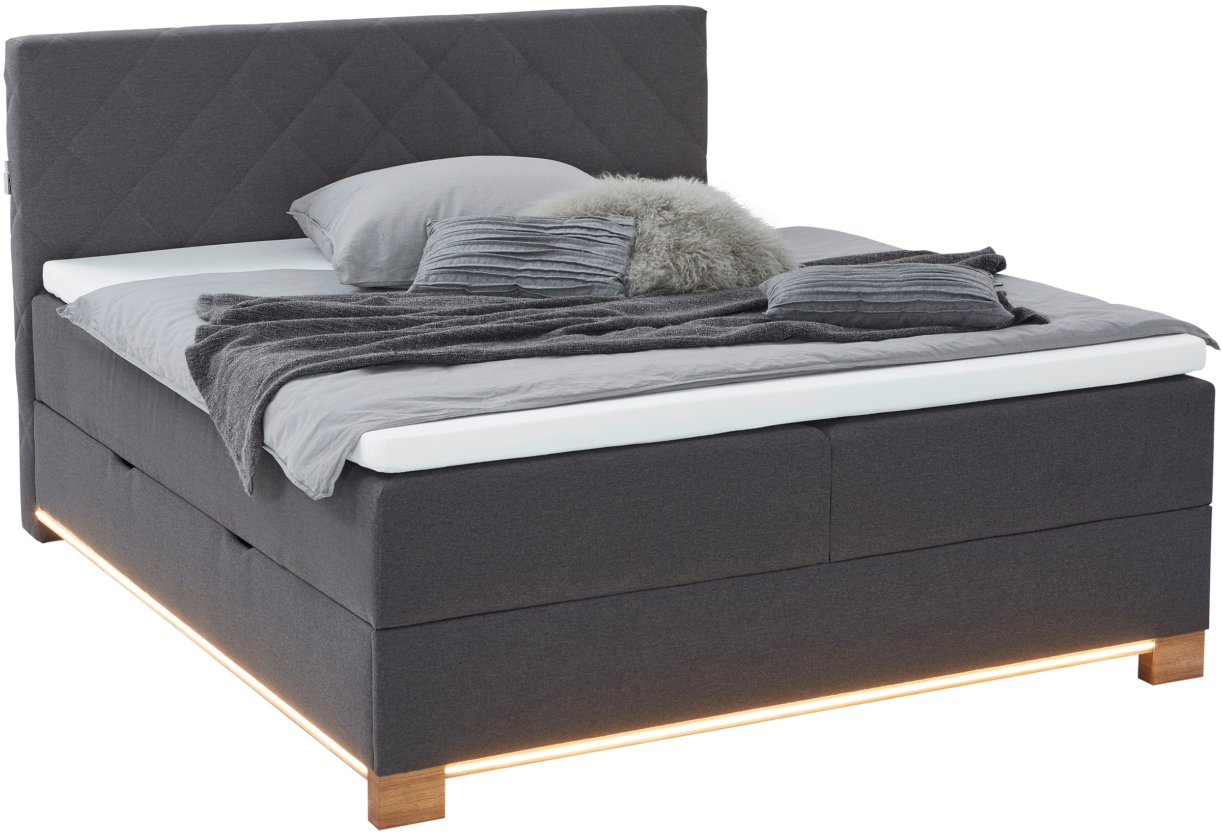 meise.möbel Boxspringbett »Messina«, inkl. Bettkasten, LED-Beleuchtung und Topper