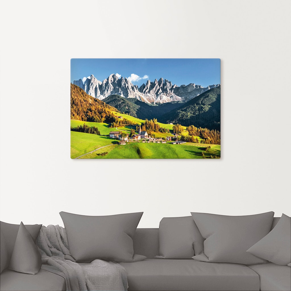 Artland Wandbild »Alpen Berge Santa Maddalena«, Berge & Alpenbilder, (1 St.)