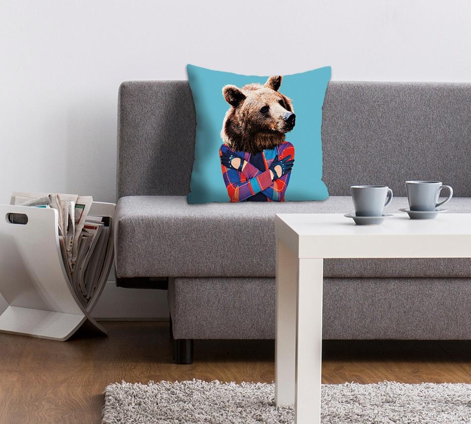 queence Dekokissen »»Bär«« mit seidigem Glanz, Kissenhülle ohne Füllung, 1 Stück