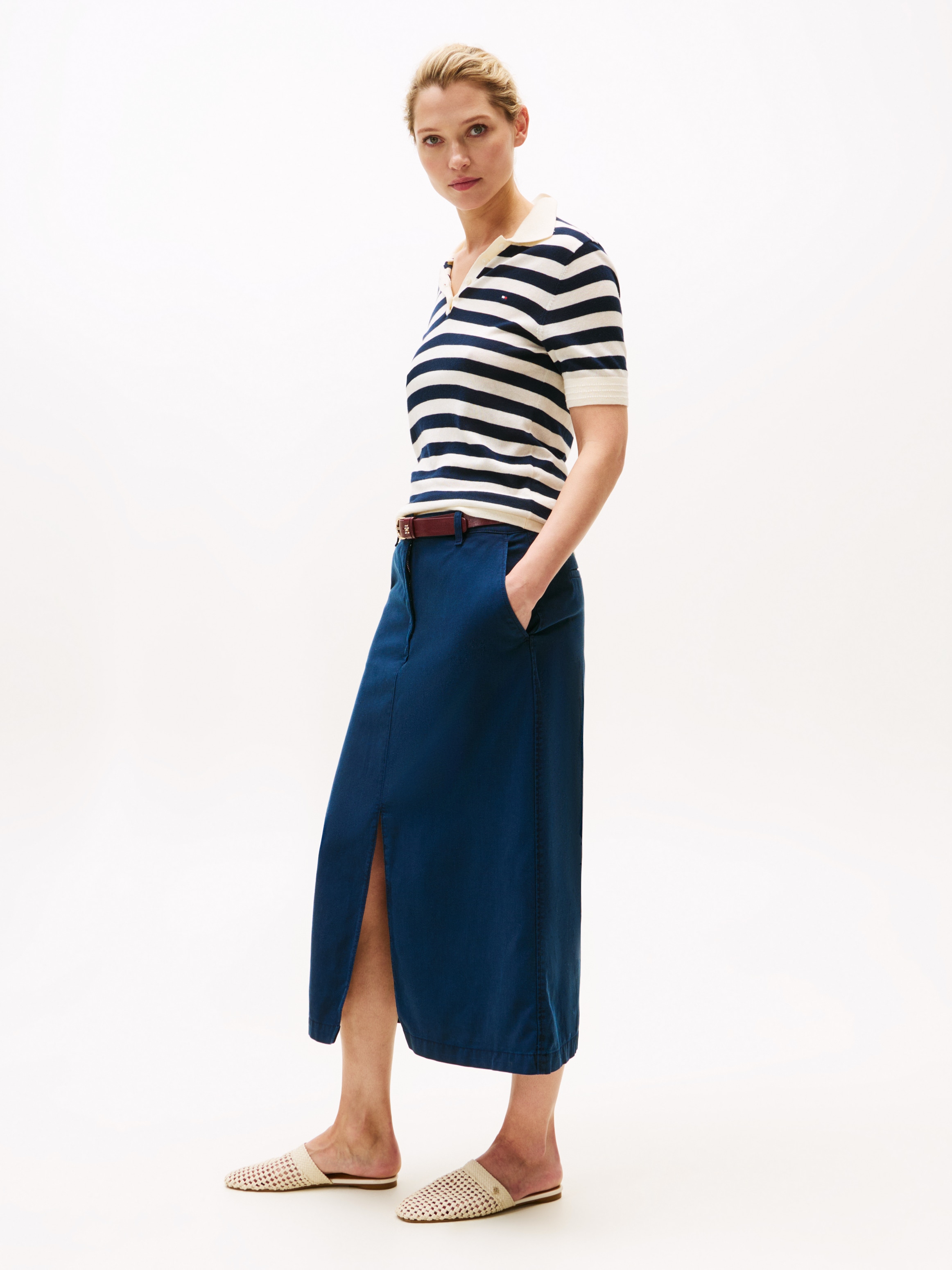 Tommy Hilfiger Webrock »CO TENCEL MIDI SKIRT«, mit Schlitz