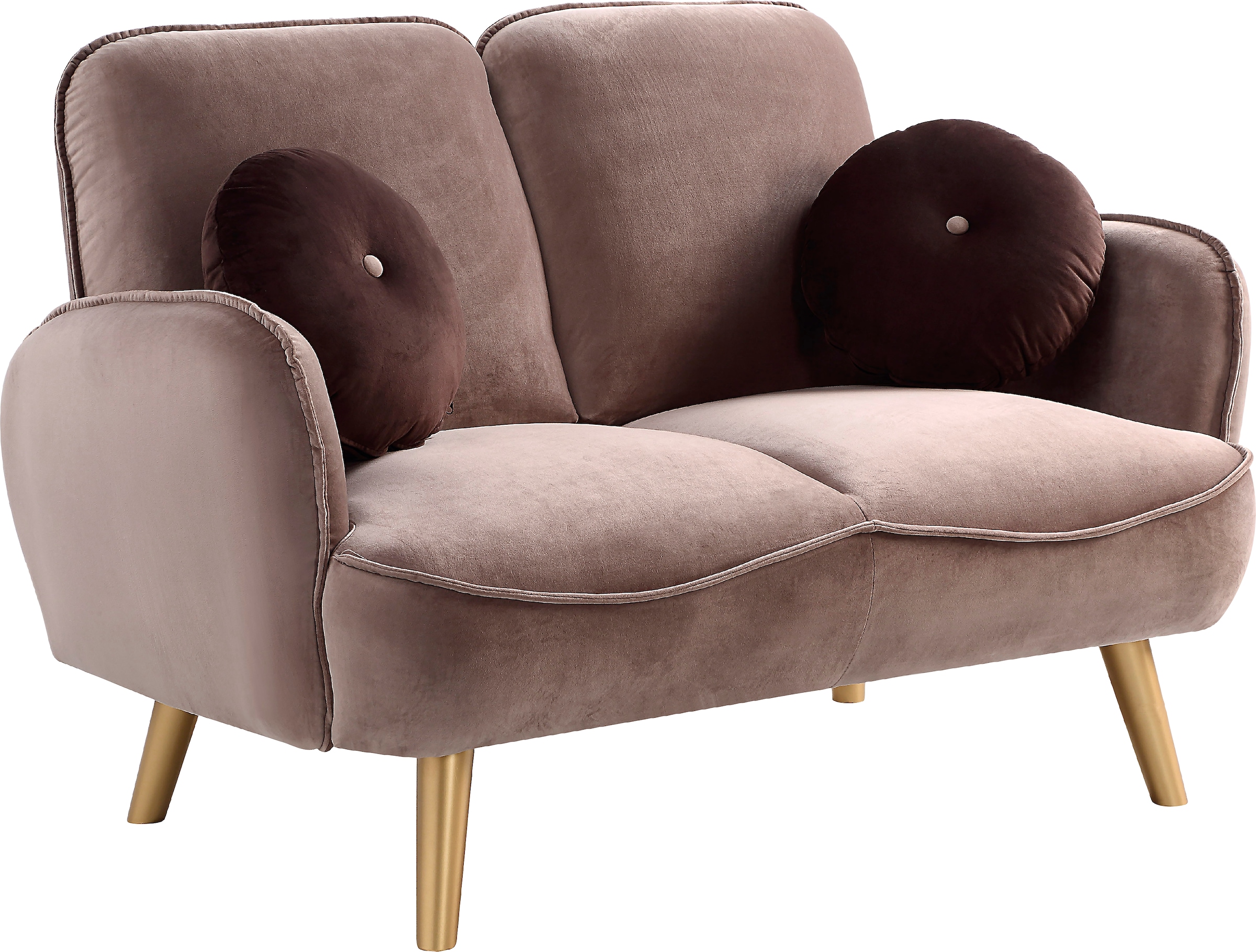 ATLANTIC home collection 2-Sitzer »Ben«, mit Welleunterfederung,inkl. 2 Dekokissen, goldenen Massivholzfüßen