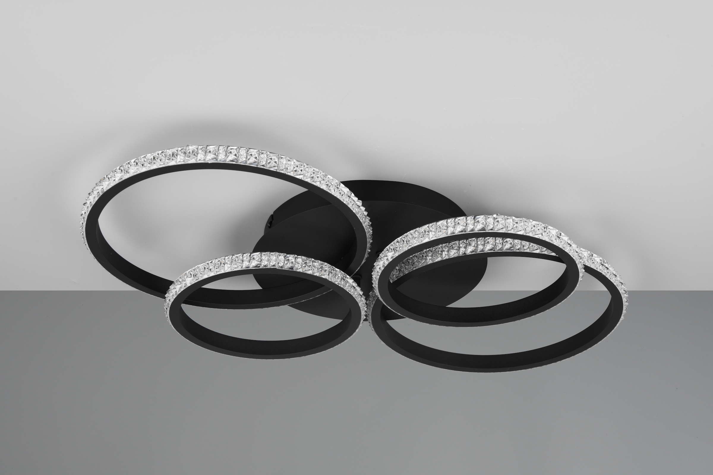 REALITY Leuchten LED Deckenleuchte »CIRES, LED Deckenlampe mit 4 schwenkbaren LED-Ringen, kaltweiß 4000K« LED-Board 1 Stk. Kaltweiß 3400 Lumen 27W, in 3 Stufen dimmbar mit Acryl Kristallen verzierte LED