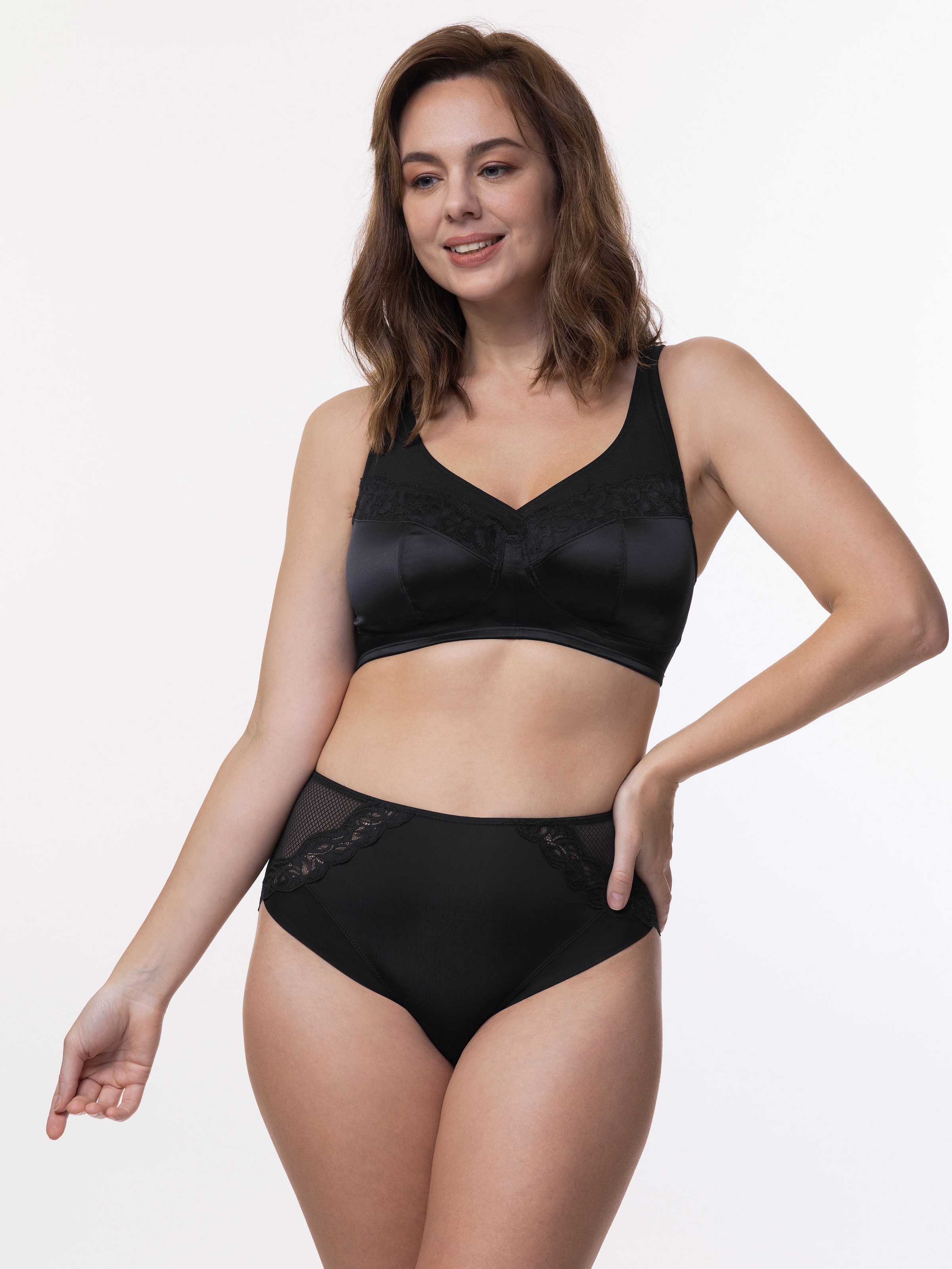 Dorina Minimizer-BH »TEAGAN«, ohne Bügel, breite Träger, Satin und Spitze