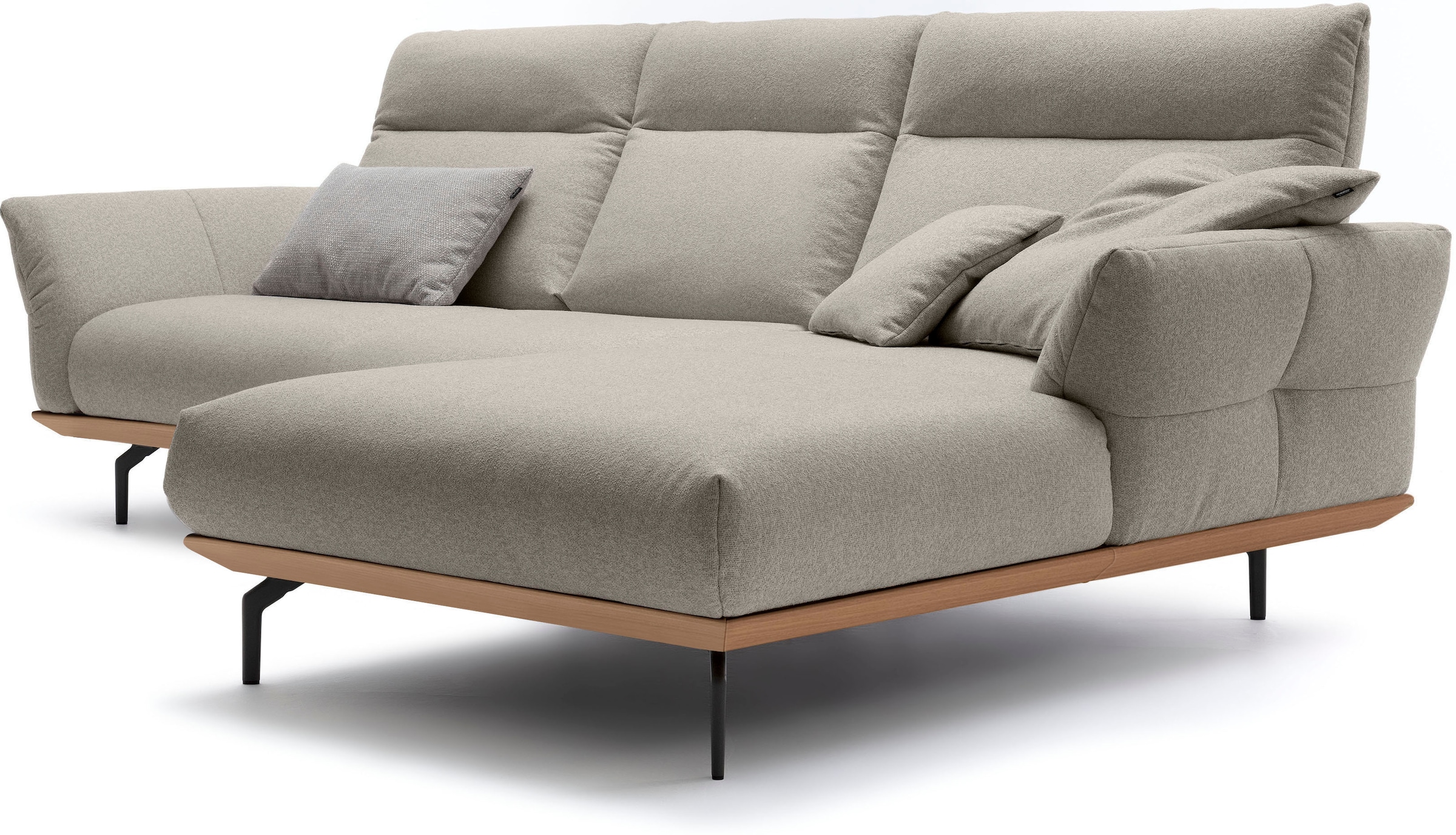 Creation BY ROLF BENZ Ecksofa »CR.460«, Sockel in Eiche, Alugussfüße in umbragrau, Breite 298 cm