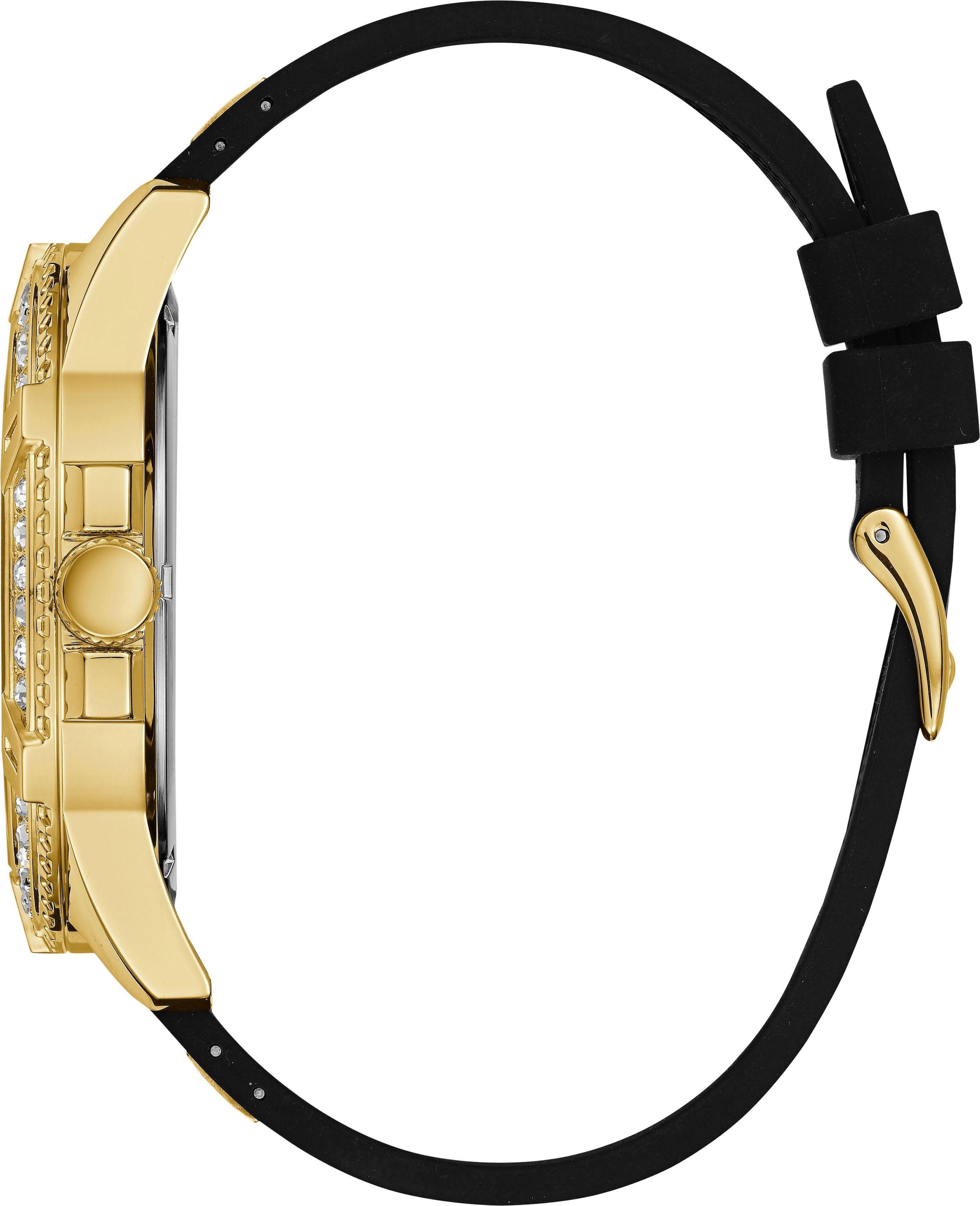 Guess Multifunktionsuhr »FRONTIER«, Armbanduhr, Quarzuhr, Herrenuhr, analog, Silikonarmband