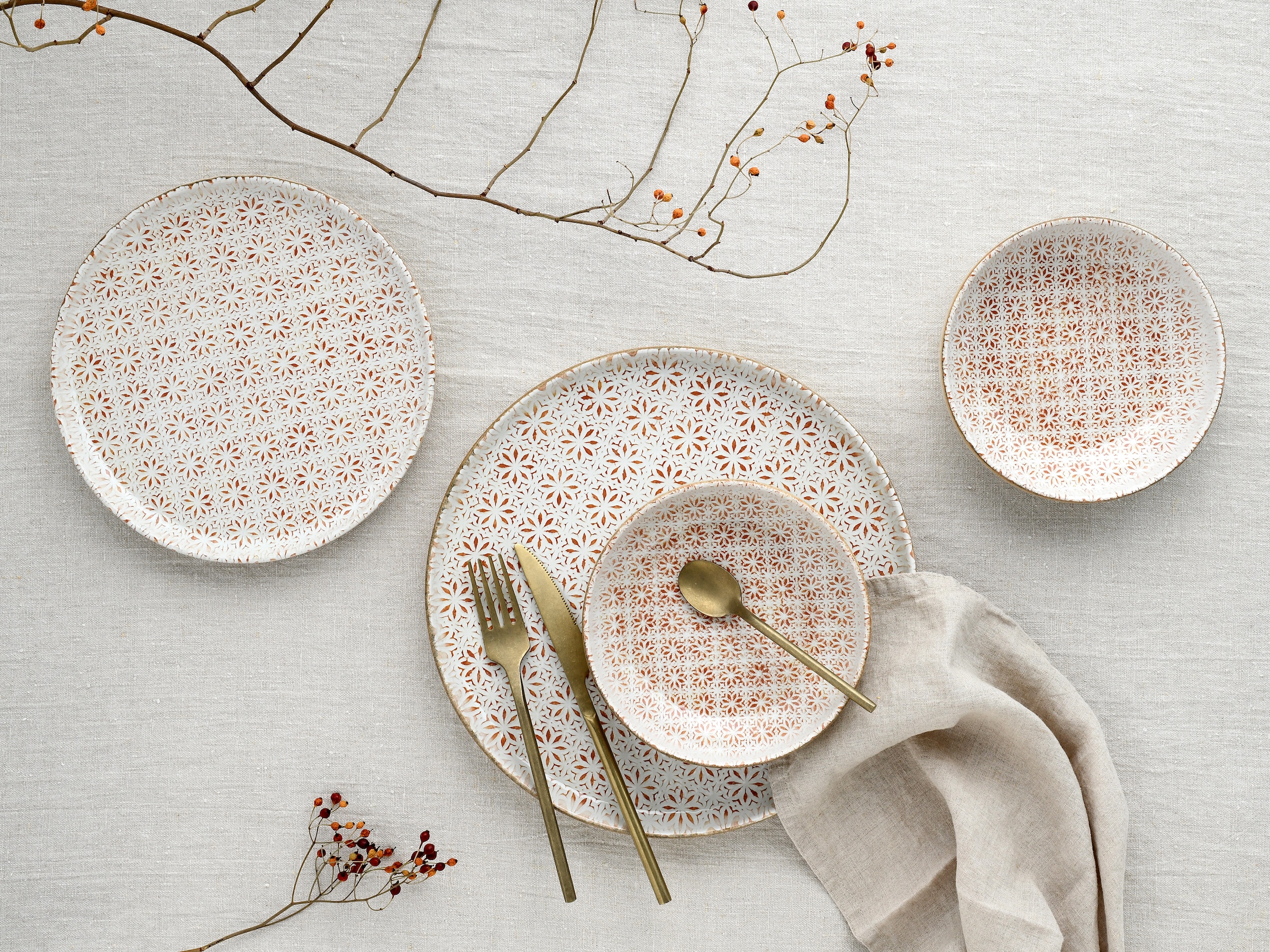 CreaTable Teller-Set »Uno Emiliana, Teller Set 12-tlg« Shabby Look, Vintage Style