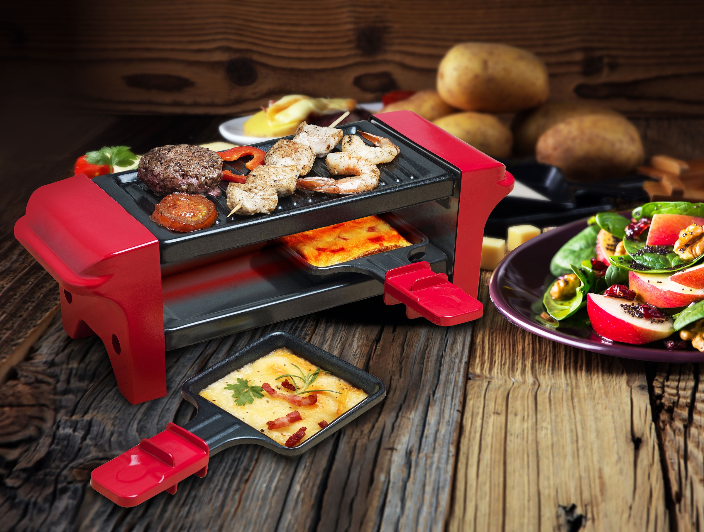 bestron Raclette »AGR102«, 2 St. Raclettepfännchen, 350 W, Antihaftbeschichtung