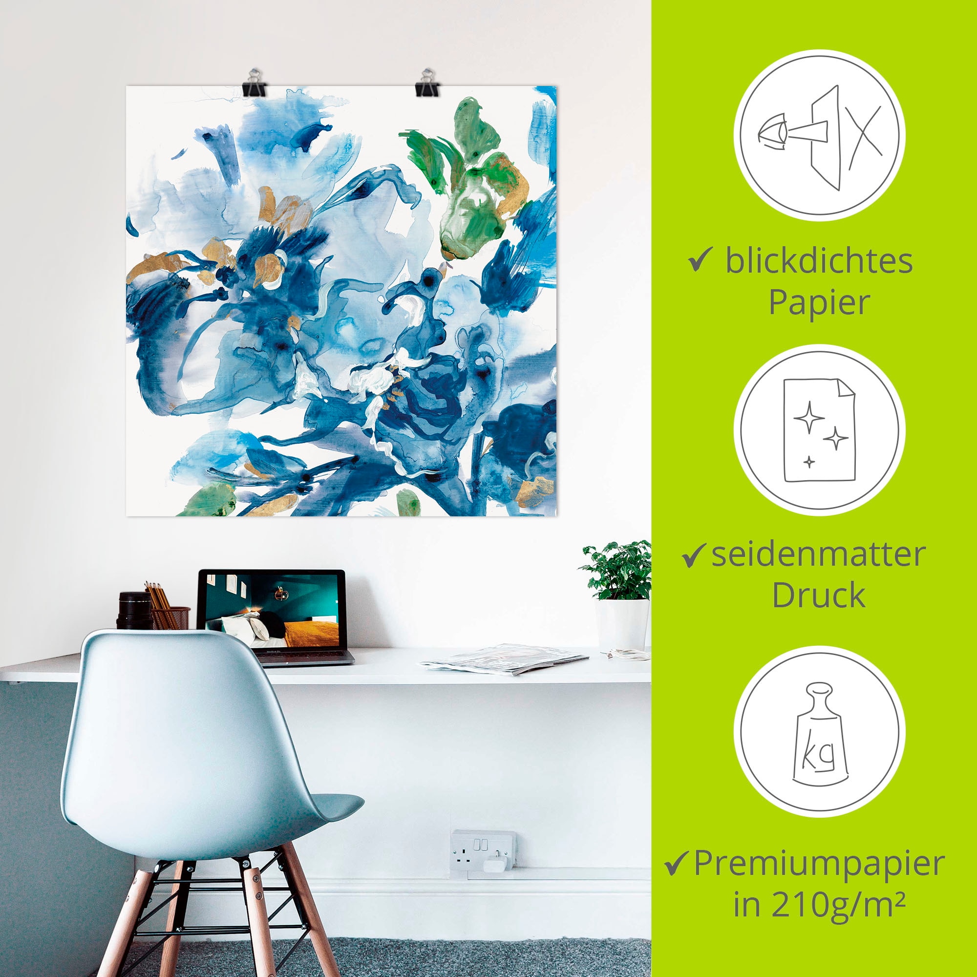 Artland Poster »Cerulean Floral«, Blumenbilder, (1 St.), als Alubild, Leinwandbild, Wandaufkleber oder Poster in versch. Größen