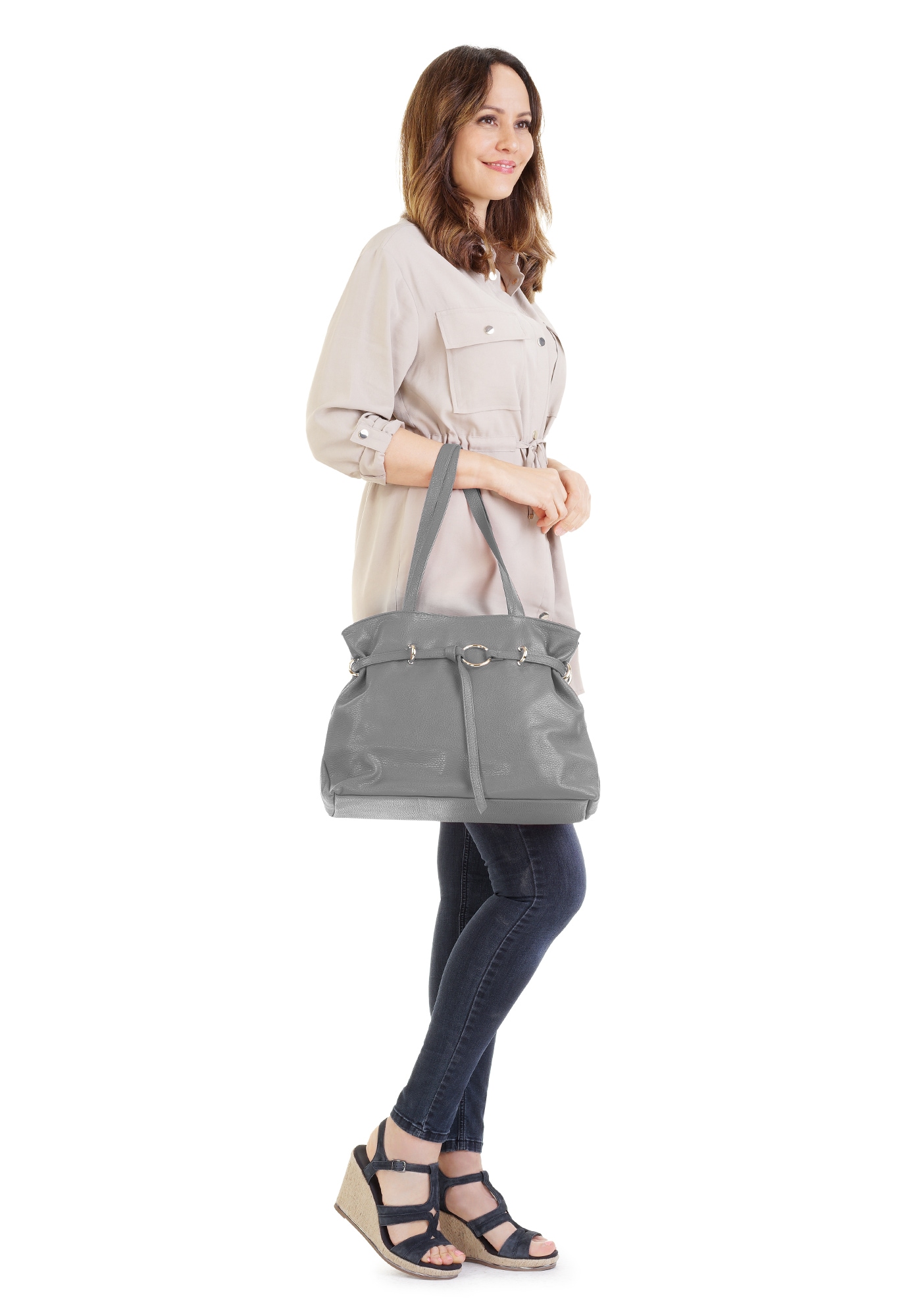 Samantha Look Henkeltasche echt Leder, Made in Italy