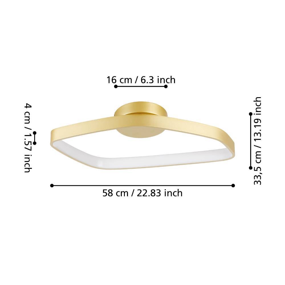 EGLO Deckenleuchte »VALLEROSA Deckenlampe, Alu, Stahl und Kunststoff, Esstischlampe, Lampe«, 1 flammig, Leuchtmittel LED-Modul | LED fest integriert, Wand-/Deckenleuchte, L58 x B33,5 x H7,5 cm, messing-gebürstet