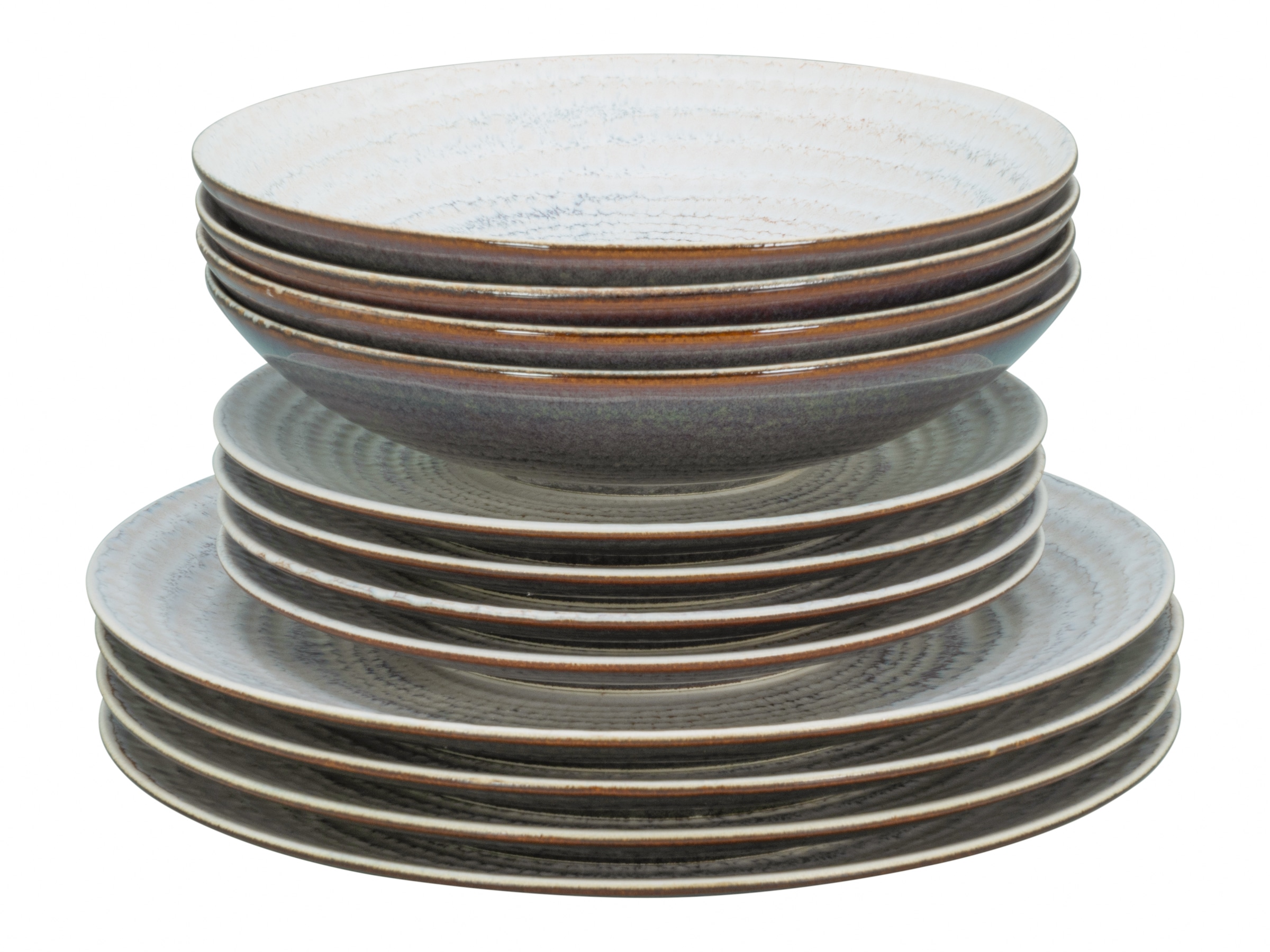 CreaTable Teller-Set »Neapel, Service 12-tlg.« Teller Set, Edles Tellerset, Vulkanoptik