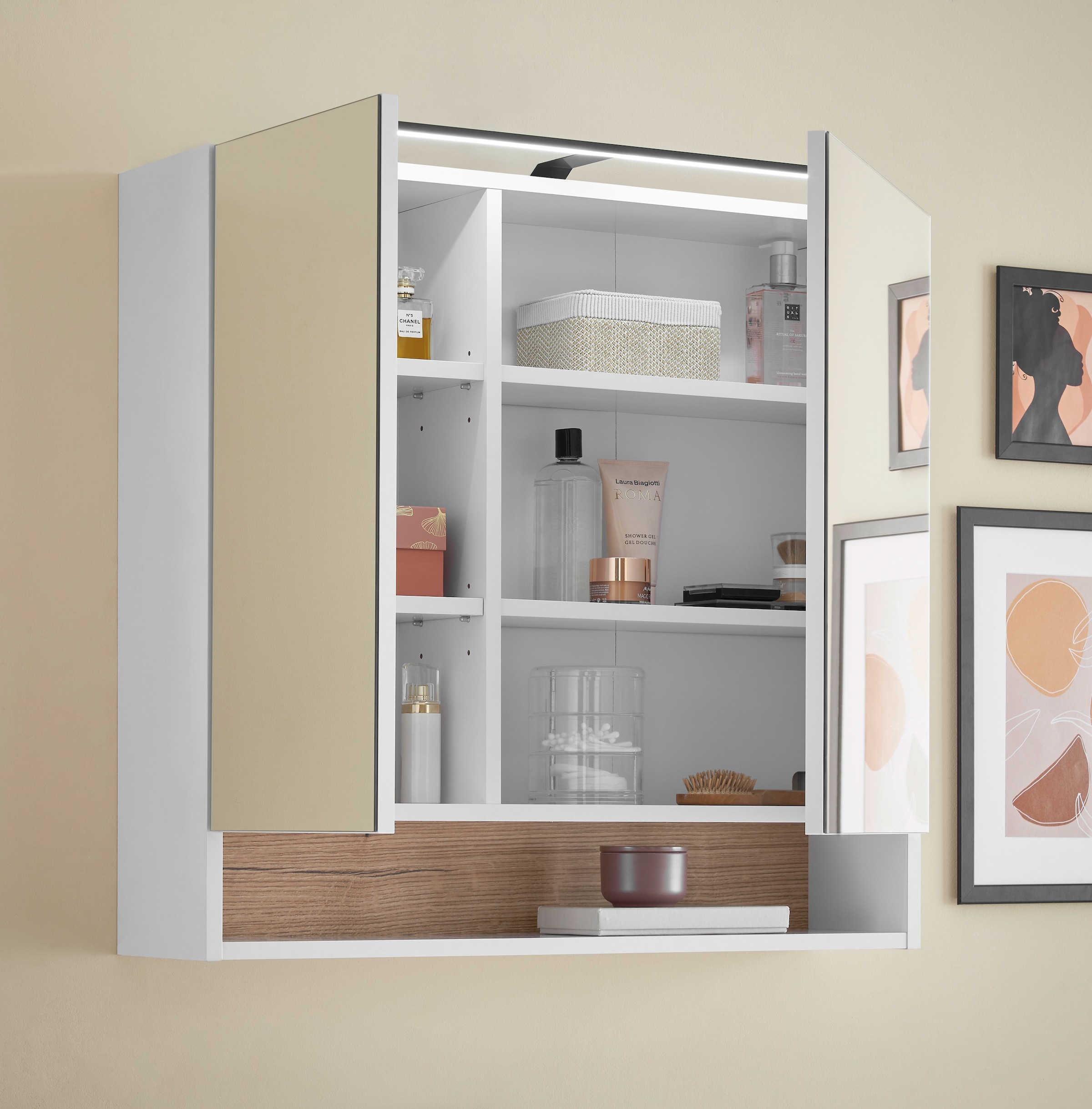 BASIC by Balculina Spiegelschrank »Denver Spiegelschrank, Badezimmerschrank BxHxT 80x75x22« 1 Stk. tlg. Breite 80 cm, Tür L/R montierbar, Softclose