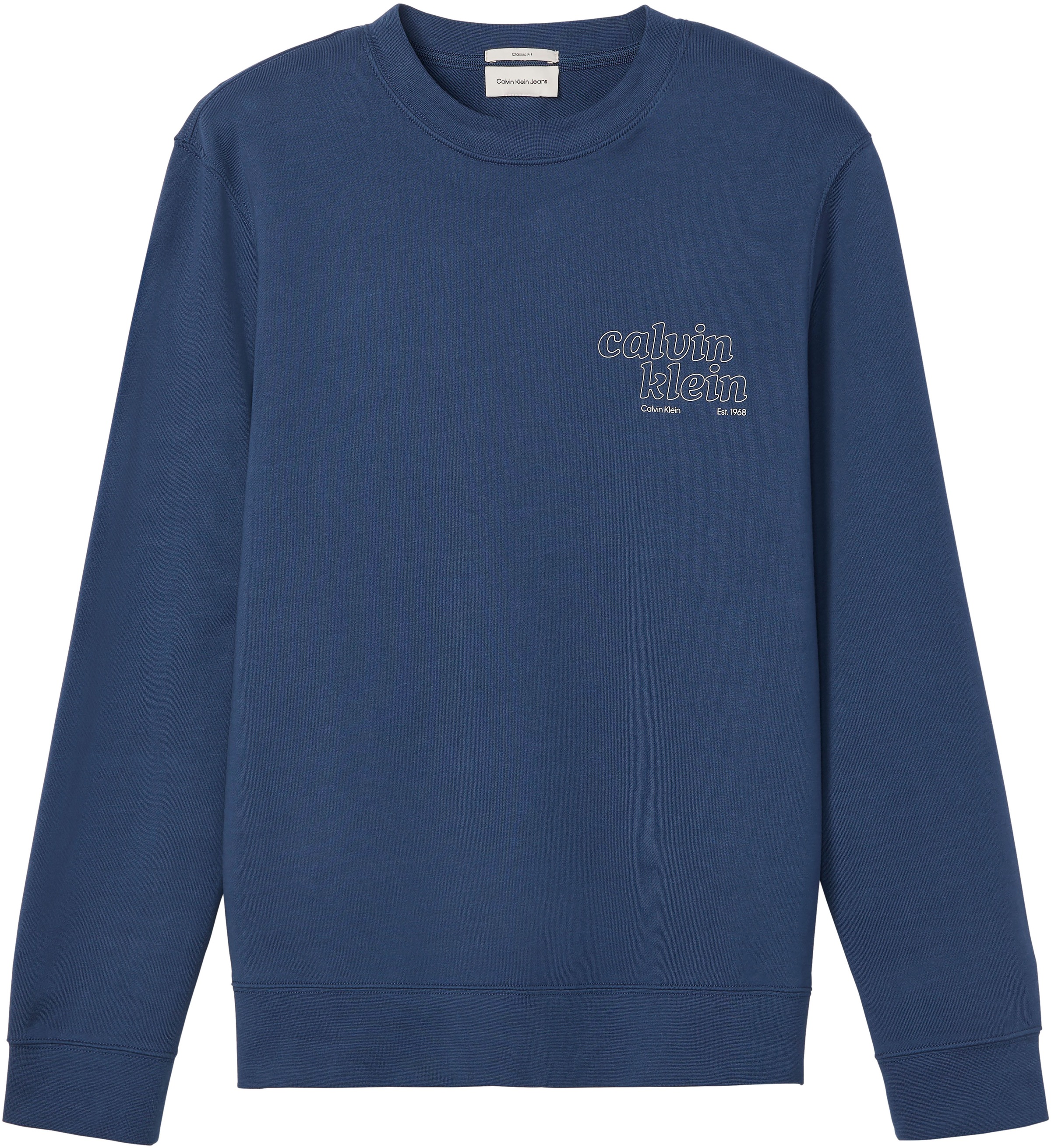 Calvin Klein Jeans Sweatshirt , Rundhalsausschnitt, Brustdruck, reine Baumwolle
