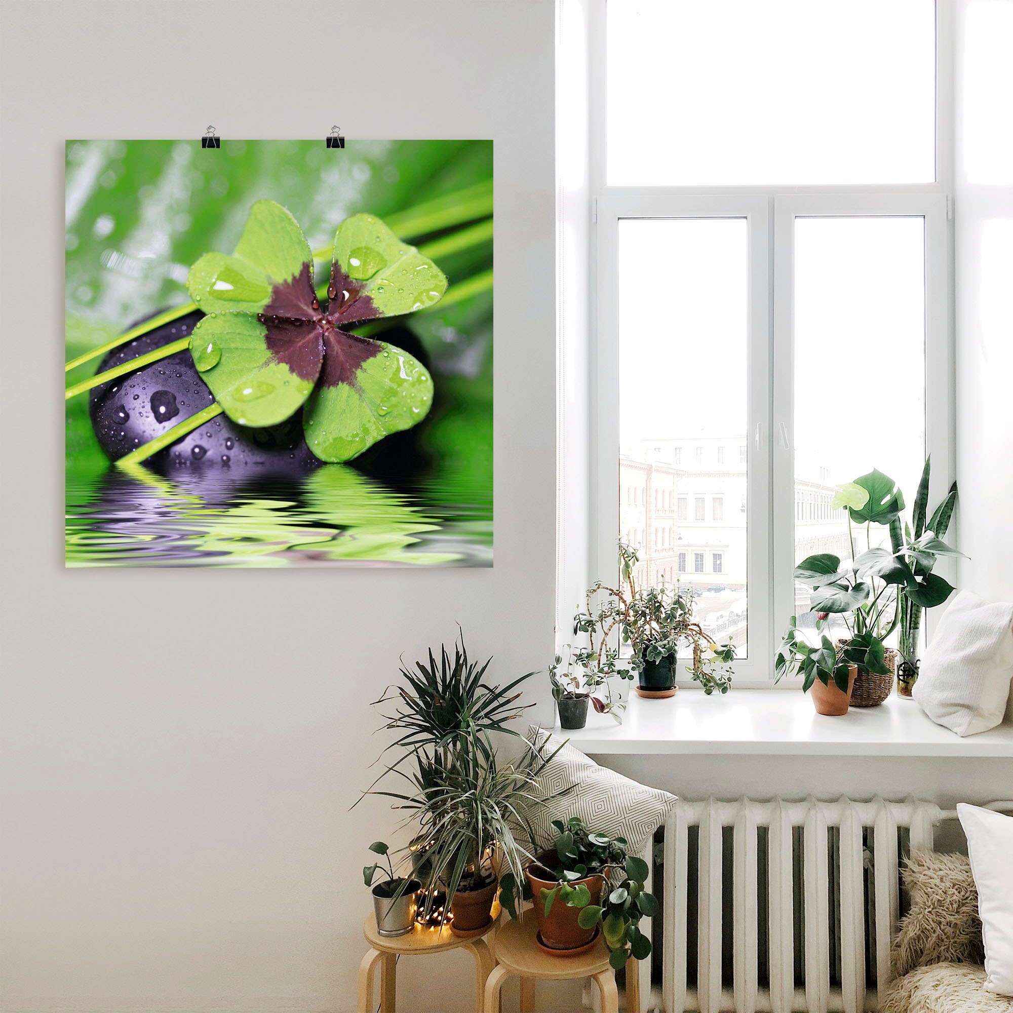 Artland Wandbild »Glücksklee... Entspann mal wieder«, Zen, (1 St.), als Alubild, Outdoorbild, Leinwandbild, Poster, Wandaufkleber