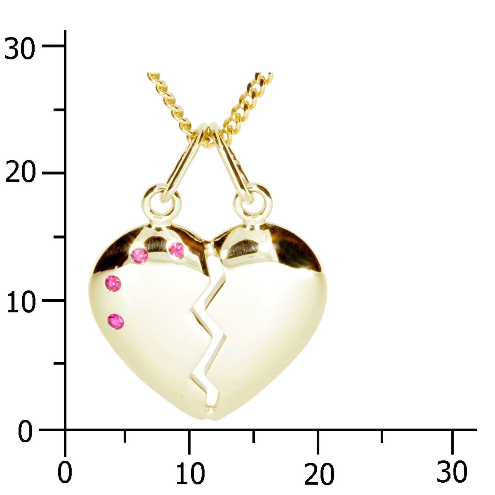OSTSEE-SCHMUCK Kettenanhänger »- geteiltes Herz - Gold 333/000 - sy. Rubin«