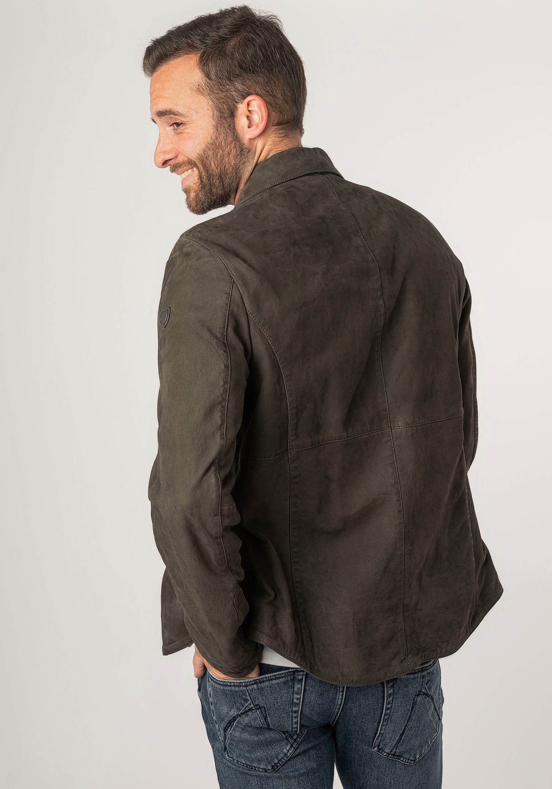 Mauritius Lederjacke »MMJemmo«, mit Hemdblusenkragen, Knopfleiste