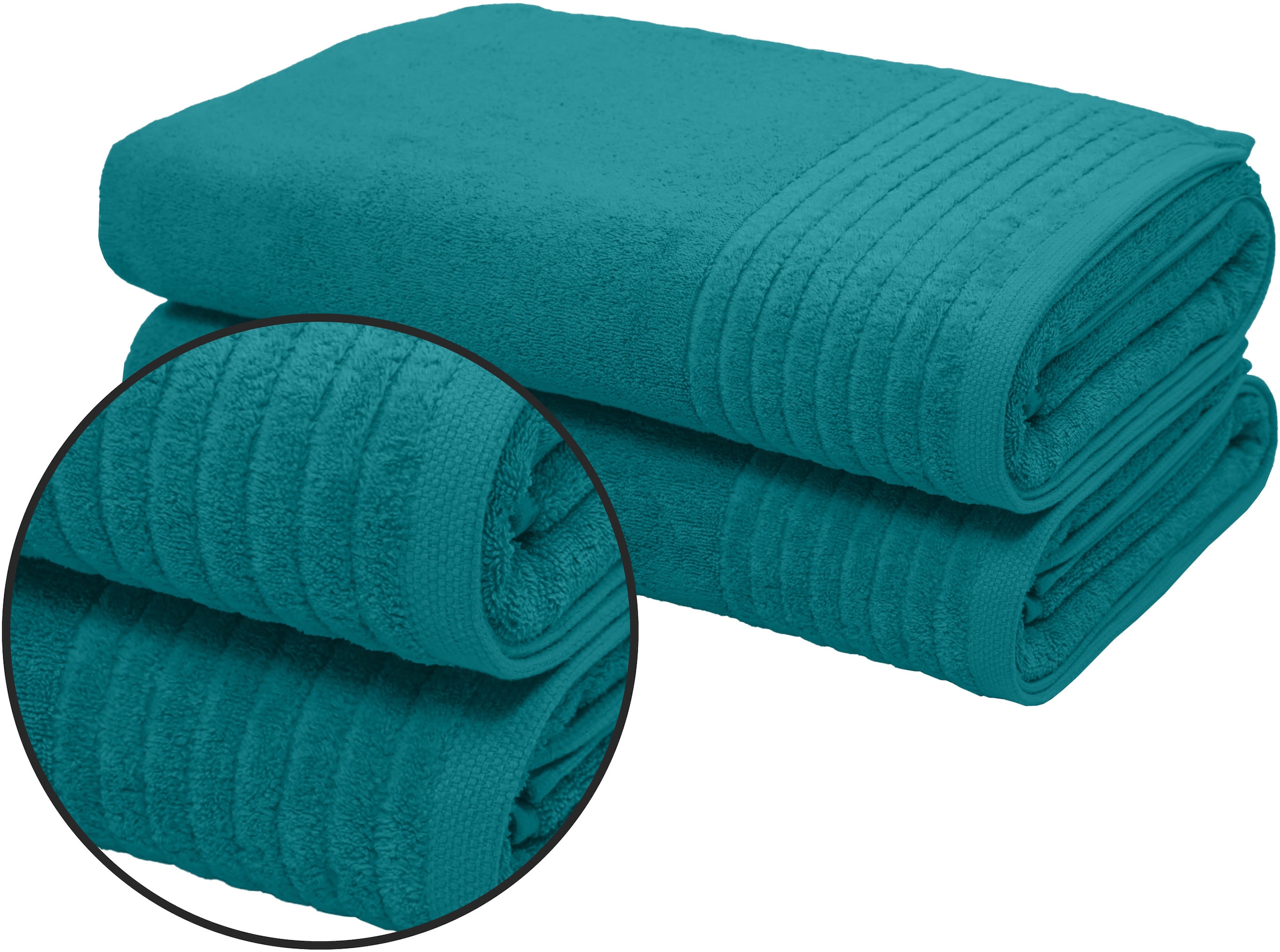 my home Saunatuch »Sanremo Premium, Premium Handtücher, 600 gr/m², 80x200cm«, (Set, 2 St., 2x 80x200), mit Bordüre, einfarbig, flauschig und weich, dicke Qualität
