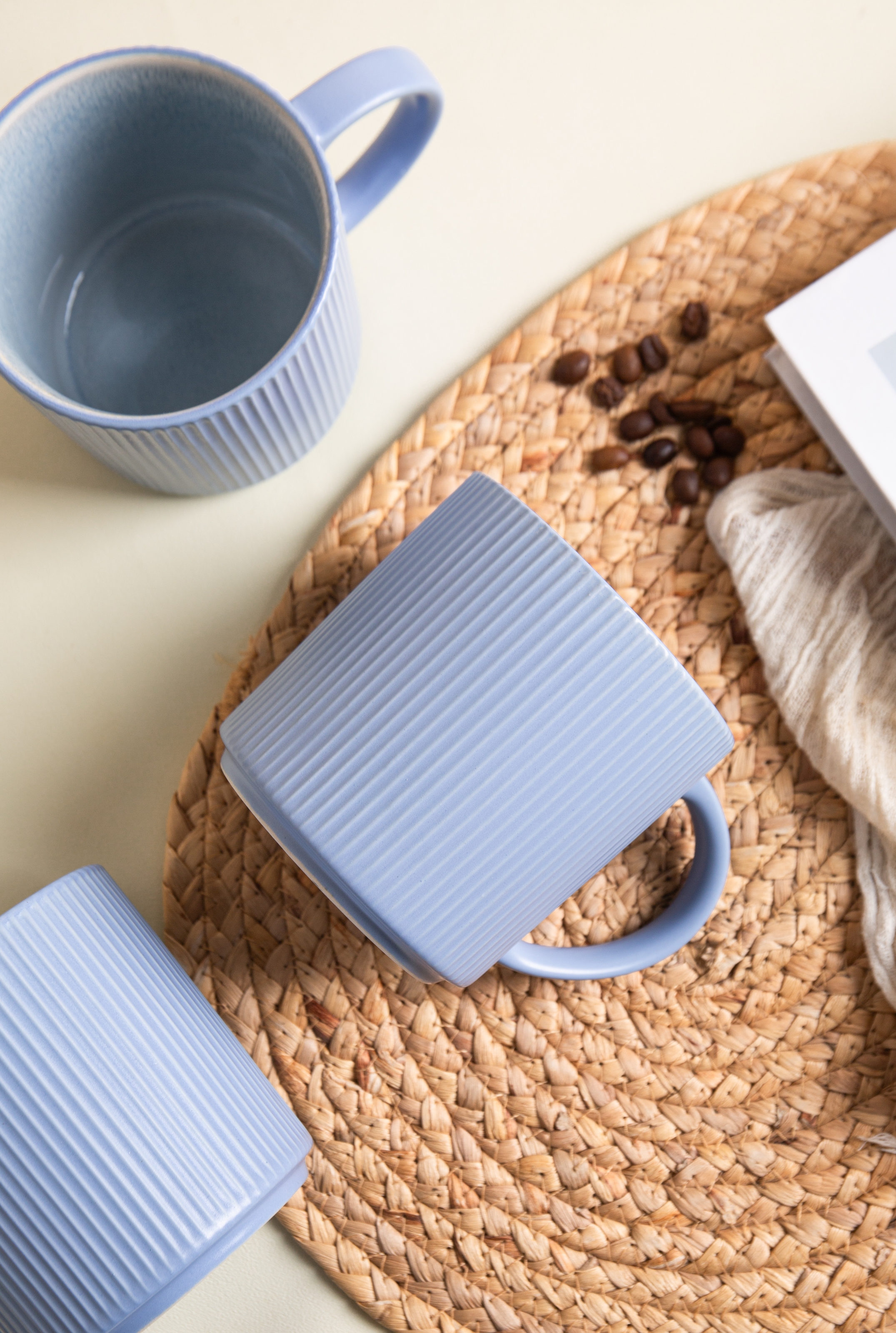 OTTO home Becher »Kaffeebecher Ylvii, 6er Set« Riffeloptik, spülmaschinenfest und mikrowellengeeignet, 460 ml