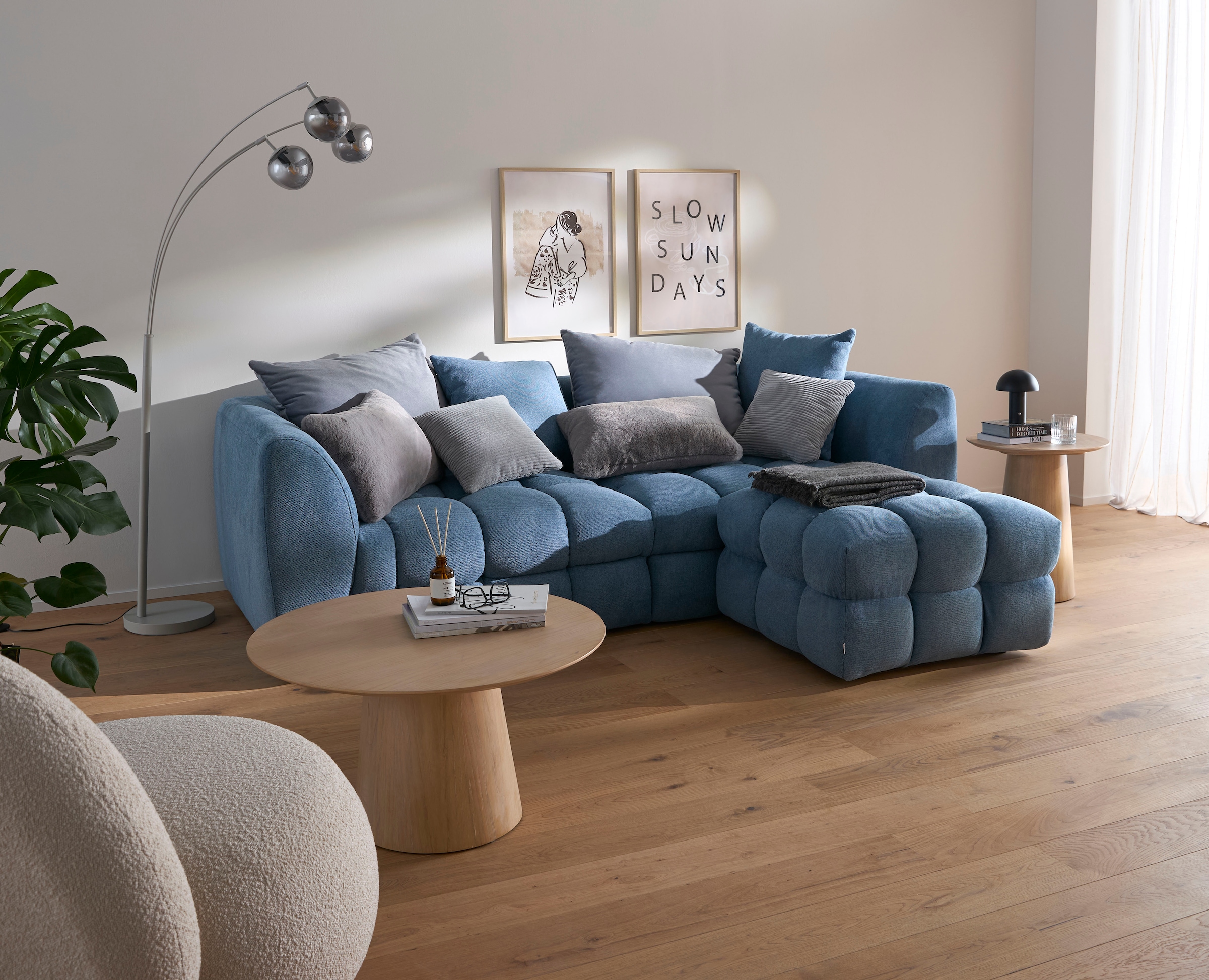s.Oliver Big-Sofa »COBBO 3-Sitzer Design-Sofa Bubble-Optik, Maße B/T/H: 259/126/104 cm«, mit vielen Kissen, moderne Steppung und hoher Sitzkomfort