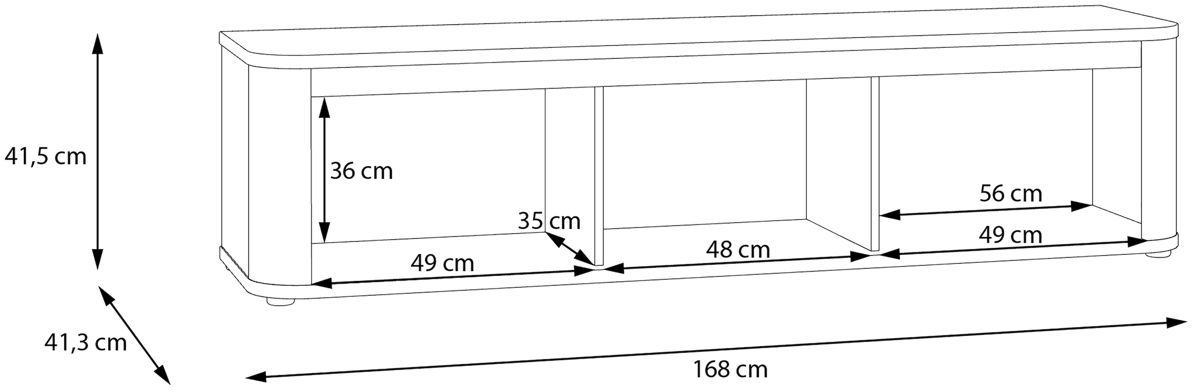 FORTE TV-Board B/H/T 168/41,5/41,3 cm Soft Close, Stauraum, MDF Front