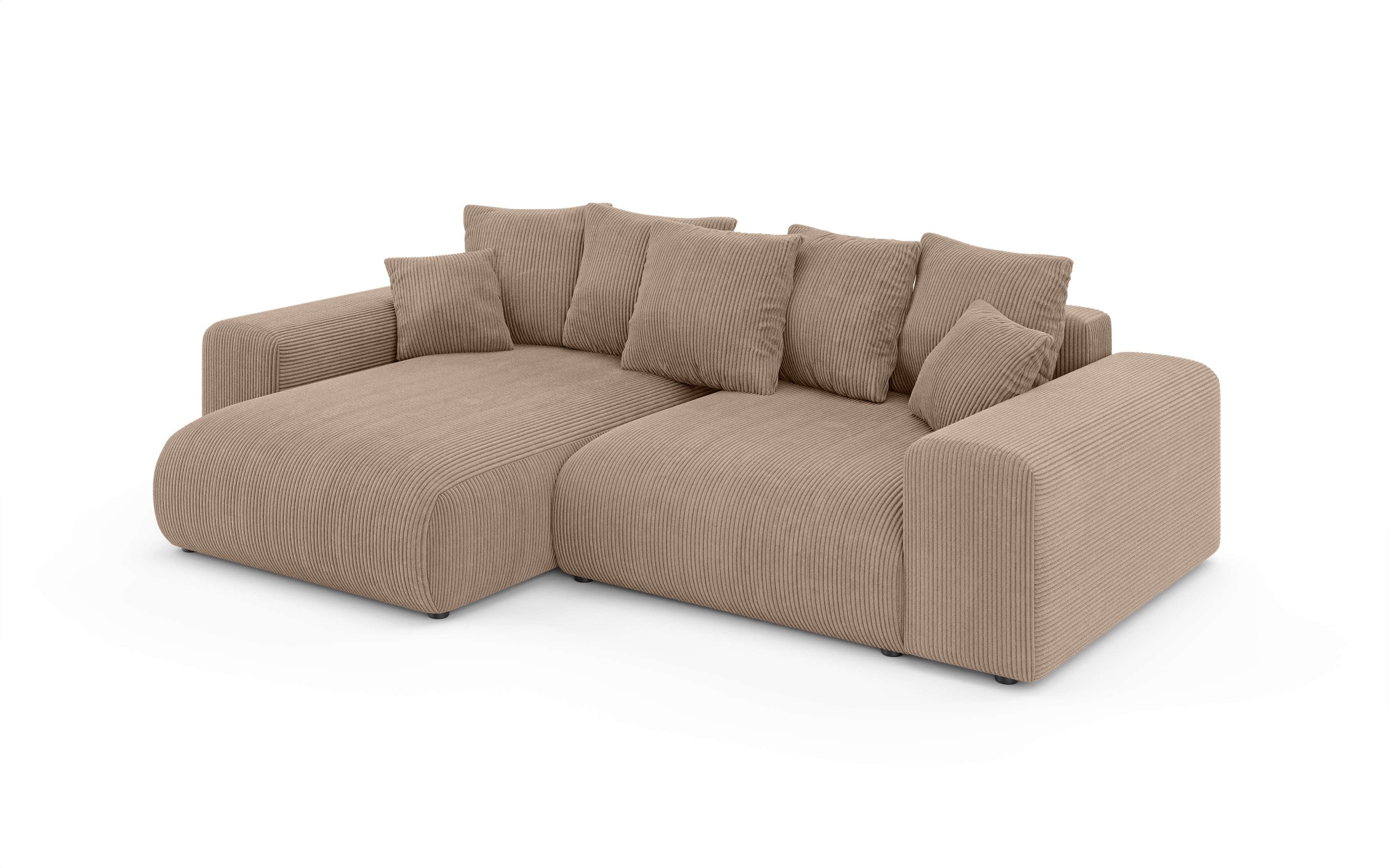 Home affaire Ecksofa »LAKESIDE mit Bettfunktion und Bettkasten, B/T/H 257/166/84 cm«, L-Form, Recamiere beidseitig montierbar, Wellenunterfederung