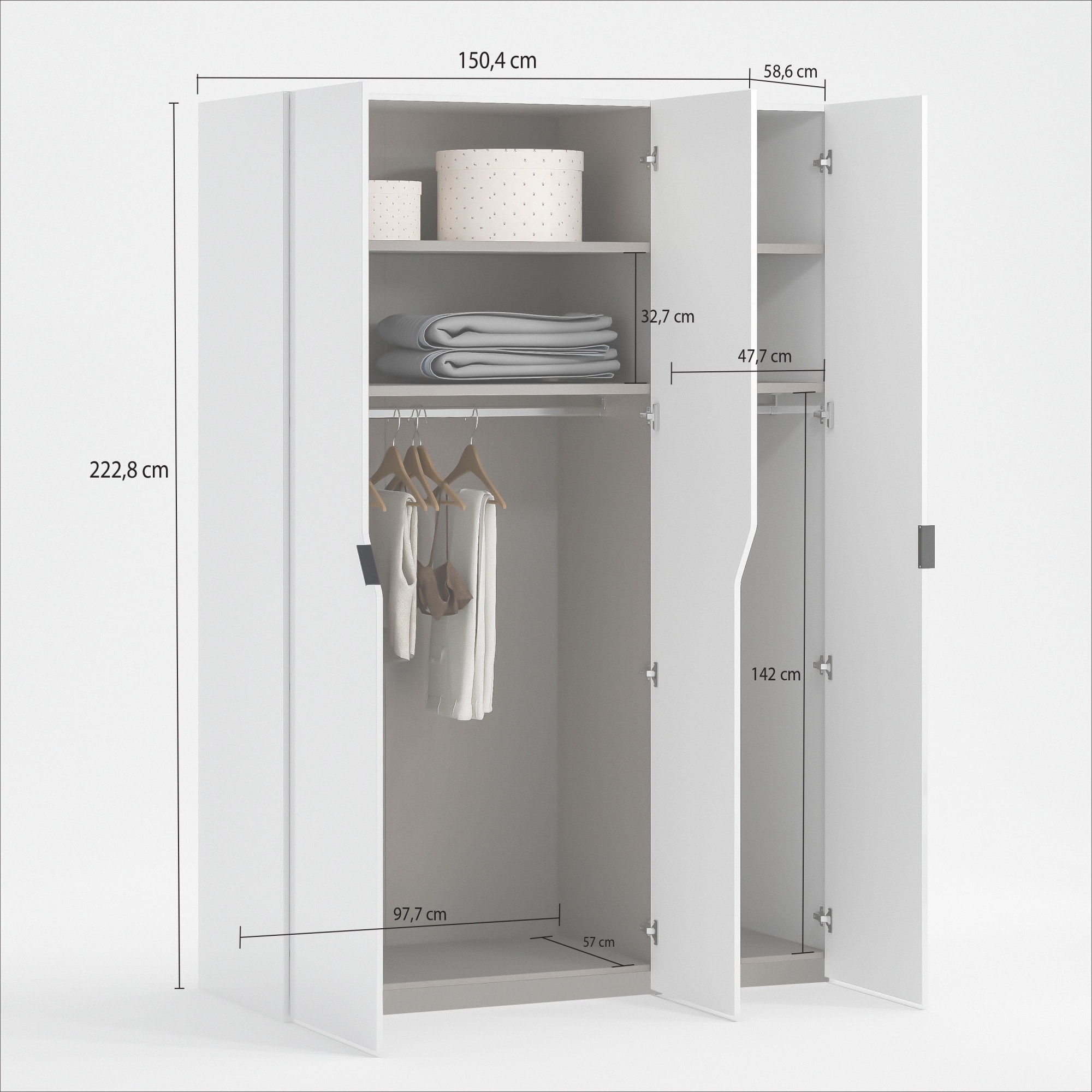 INOSIGN Kleiderschrank »AMETISTA, Drehtürenschrank, designgeformten Fronten«, Made in Italy, hochglanz lackiert, Basisausführung, Zubehör extra