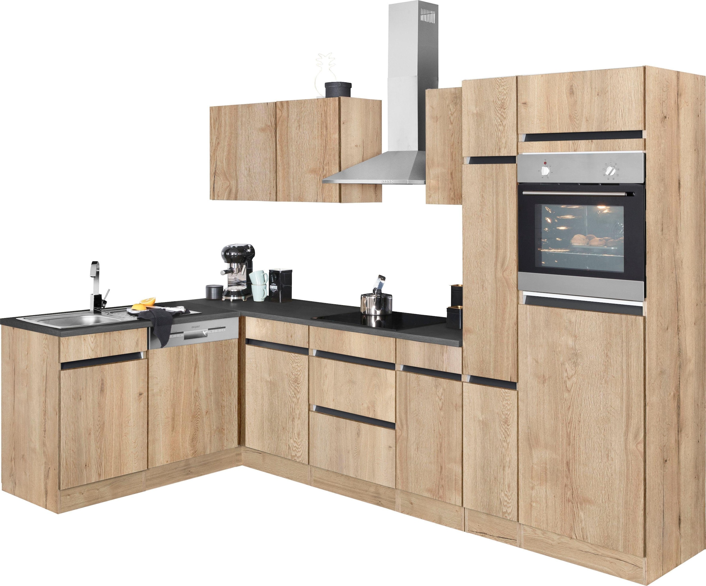 OPTIFIT Winkelküche »Roth«, Stellmaße 300x175 cm, wahlweise mit E-Geräten, mit Apothekerschrank