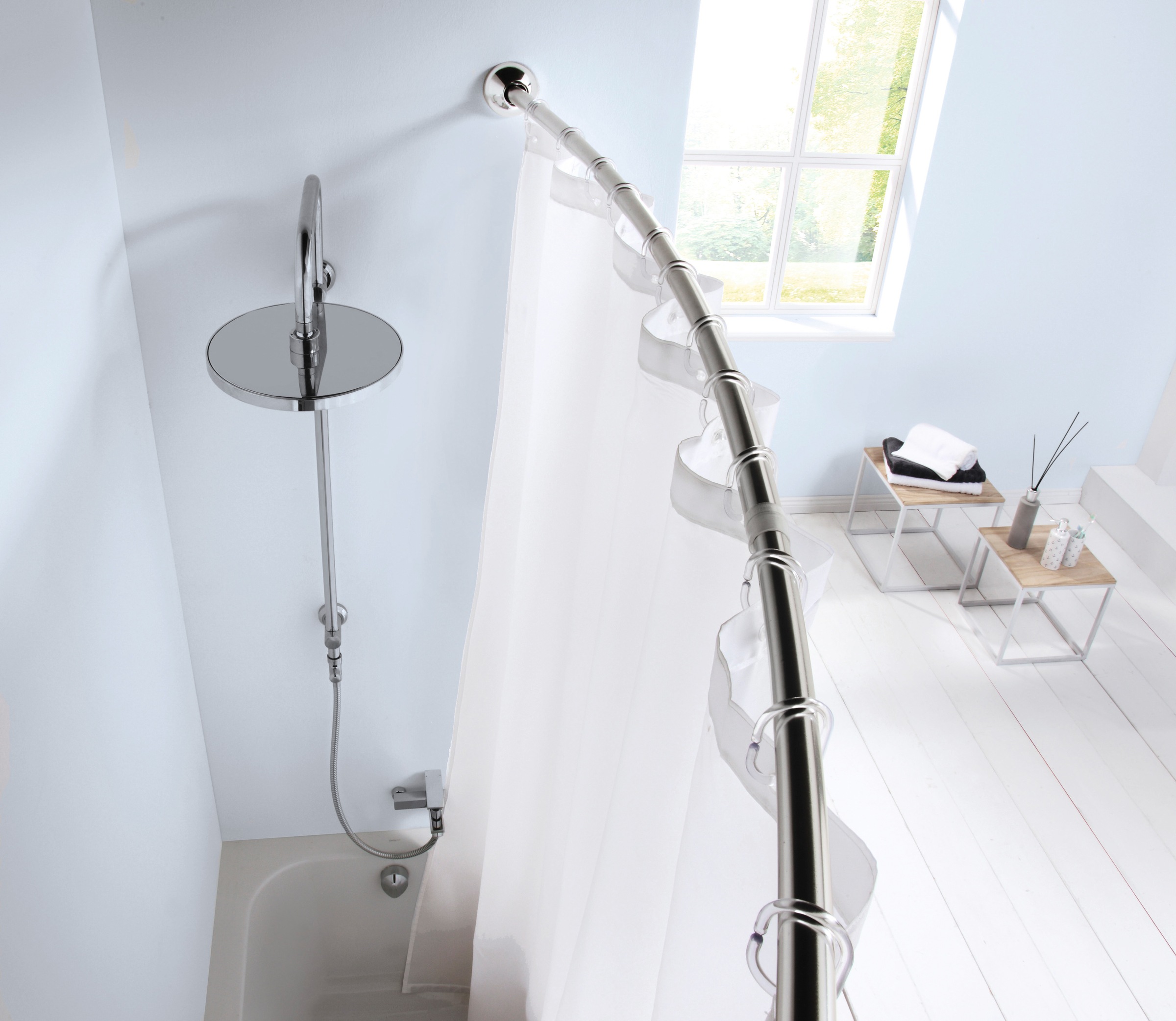 Kleine Wolke Bogenstange »Duschvorhangstange«, kürzbar, für Duschvorhänge, Länge 125-220 cm