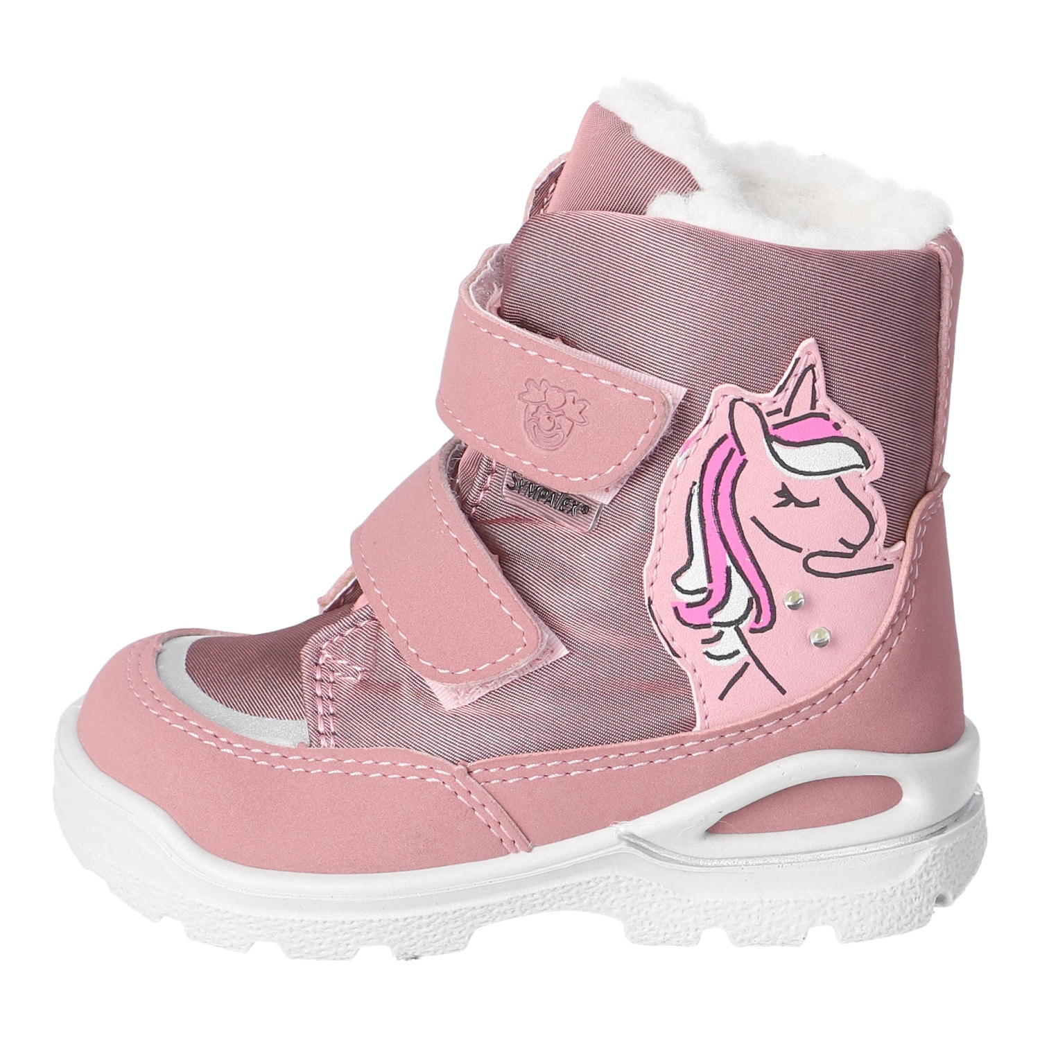PEPINO by RICOSTA Winterboots »ANKI, WMS: mittel, BLINKSCHUH«  Snowboots, Einhorn-Motiv, Blinkfunktion, Größenschablone zum Download