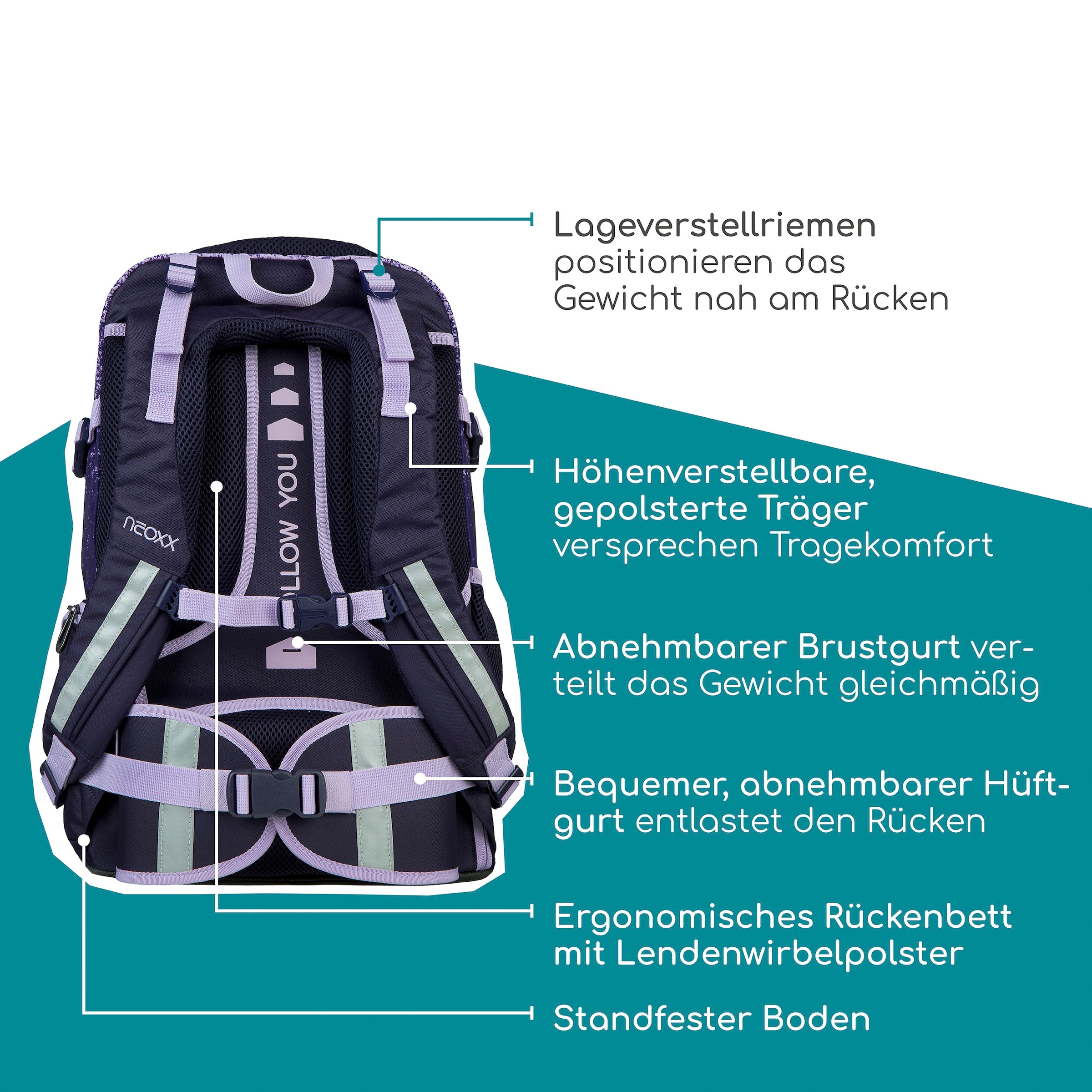 neoxx Schulrucksack »Active Pro, Glitterally perfect«