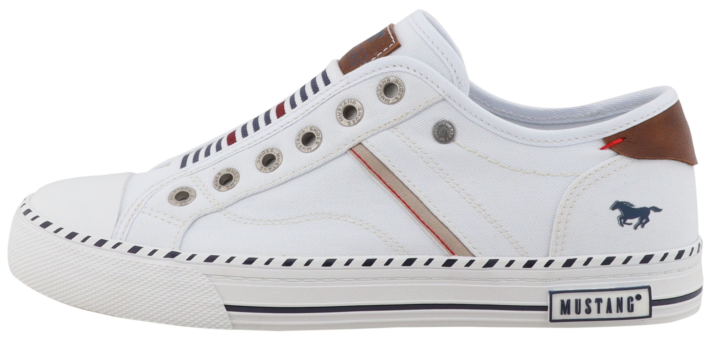 Mustang Shoes Slip-On Sneaker »Magdalena«  Freizeitschuh, Slipper, Schlupfschuh mit Kontrastbesätzen