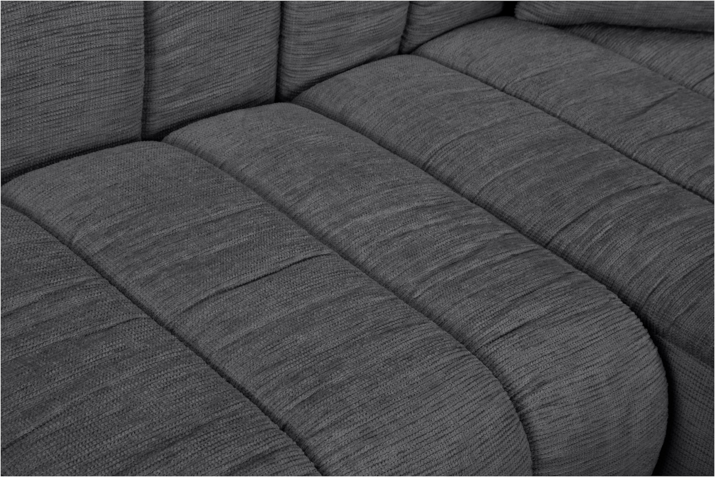 OTTO home Ecksofa »LAURRENT Feinstruktur L-Form, 246 cm« Schlaffunktion (123/191cm), Bettkasten, Taschenfederkern und Topper
