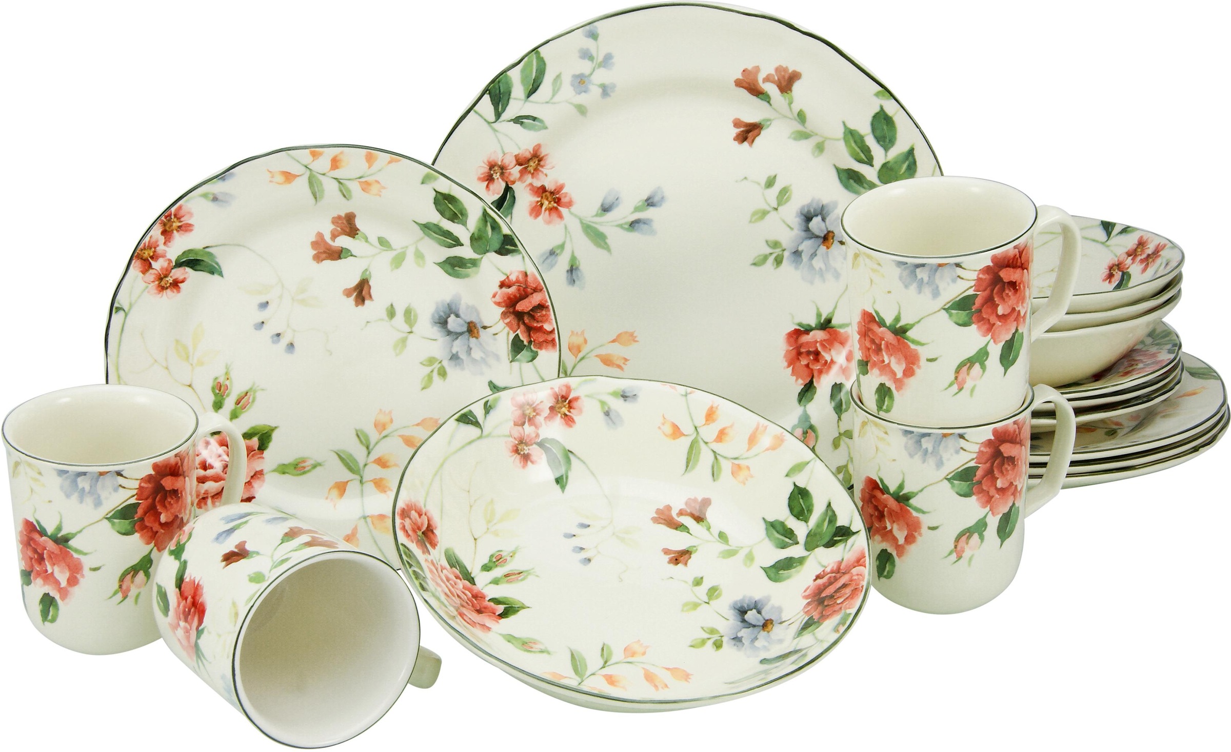 CreaTable Kombiservice »Priscilla«, (Set, 16 tlg.), Blumendekor