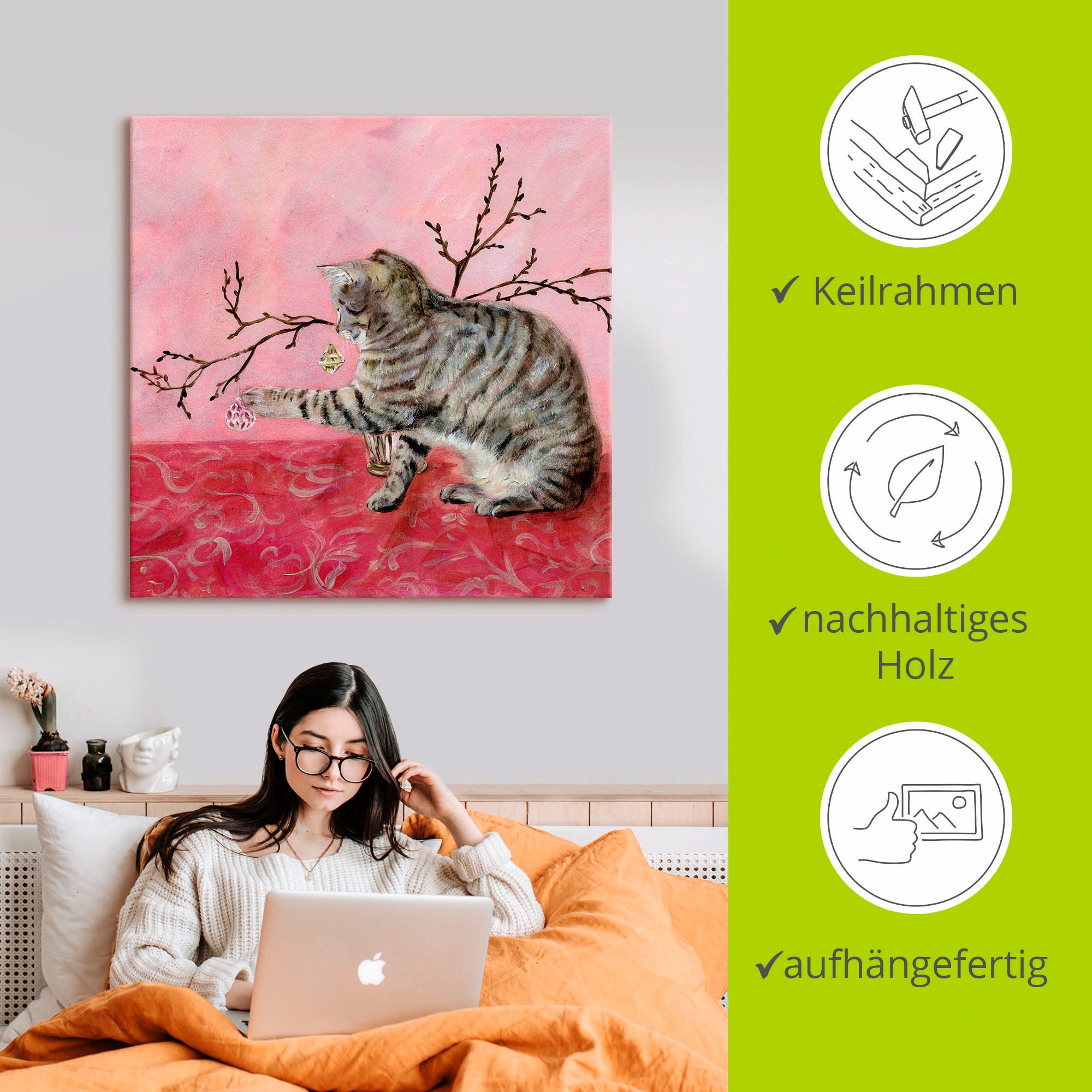 Artland Leinwandbild »Katzenspiel« Haustiere 1 Stk. tlg. auf Keilrahmen gespannt