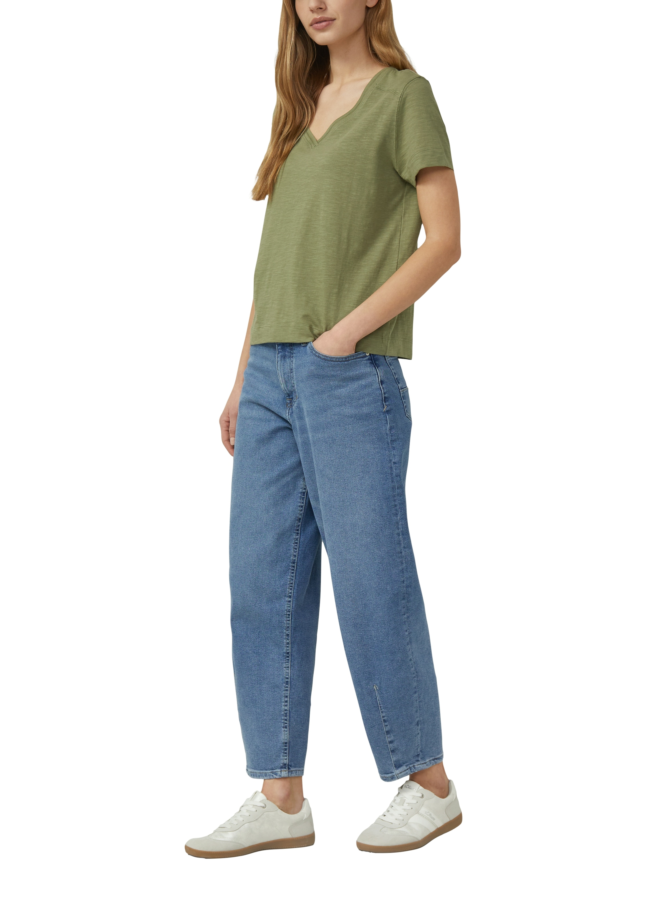 s.Oliver T-Shirt V-Ausschnitt mit Rippblende