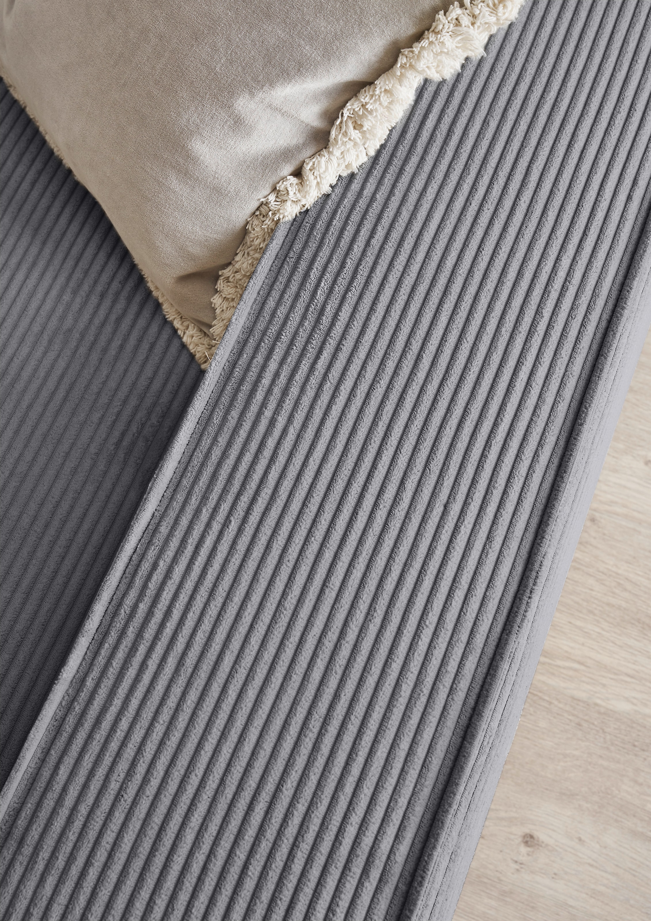 Home affaire Ecksofa »NEU: SHERWOODL XXL 284, Big-Sofa L-Form, tiefe Sitzfläche 95 cm, Cord,«, Leinenoptik, Recamiere rechts/links, auch als Schlafsofa stellbar