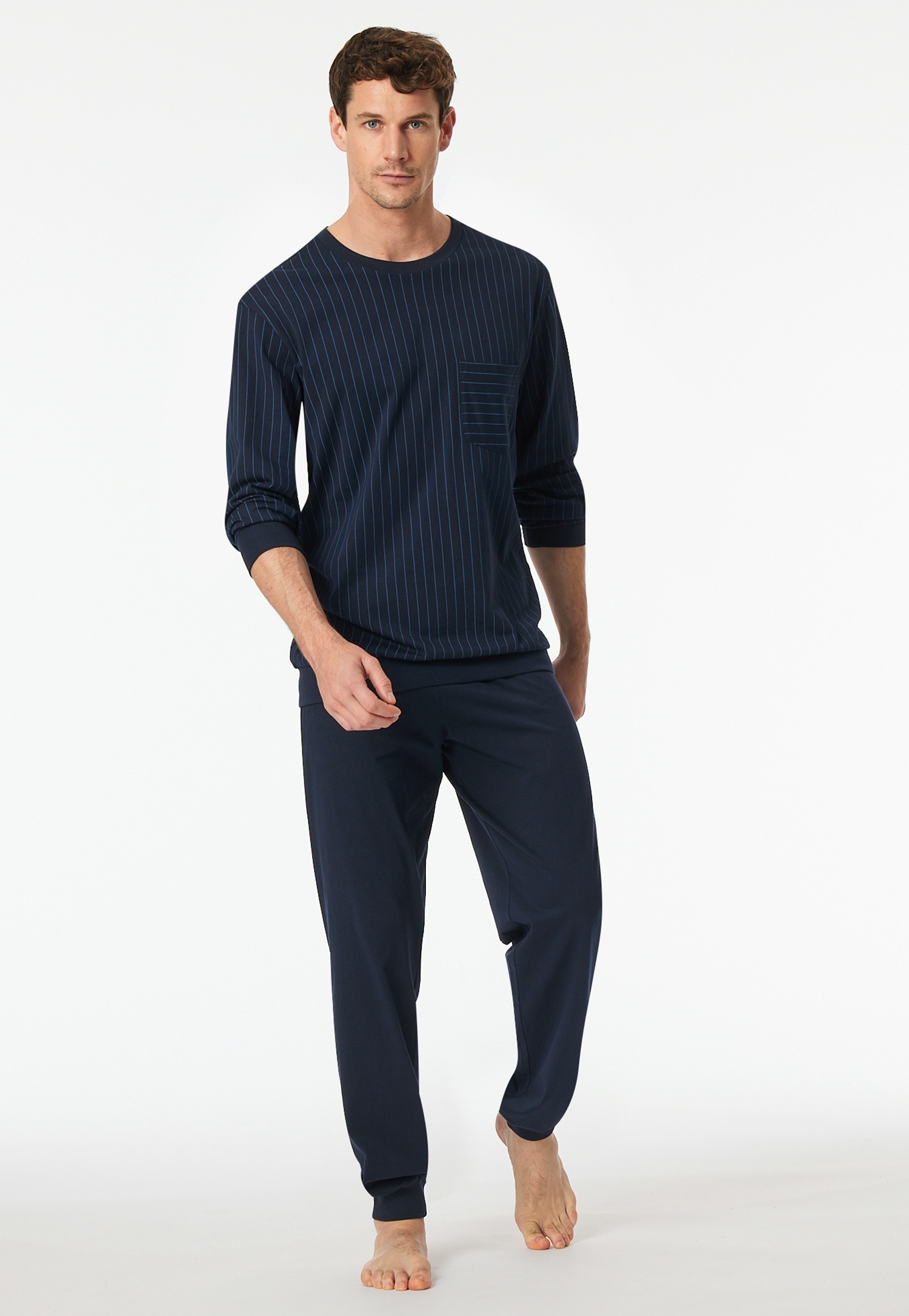 Schiesser Schlafanzug »"Comfort Essentials"«, (2 tlg.), mit gestreiftem Oberteil