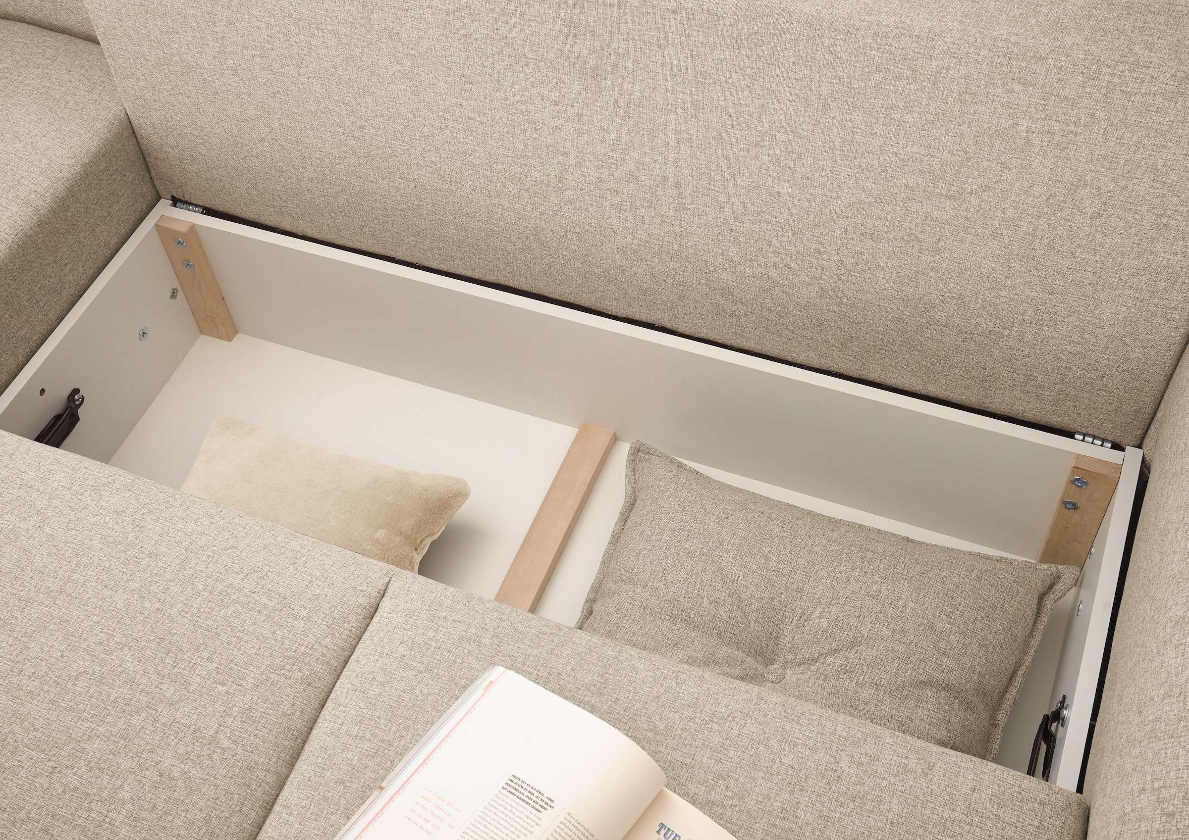 ED EXCITING DESIGN Ecksofa »Pamplona L-Form«, mit Bettfunktion, Bettkasten, Rücken- und Zierkissen, frei im Raum