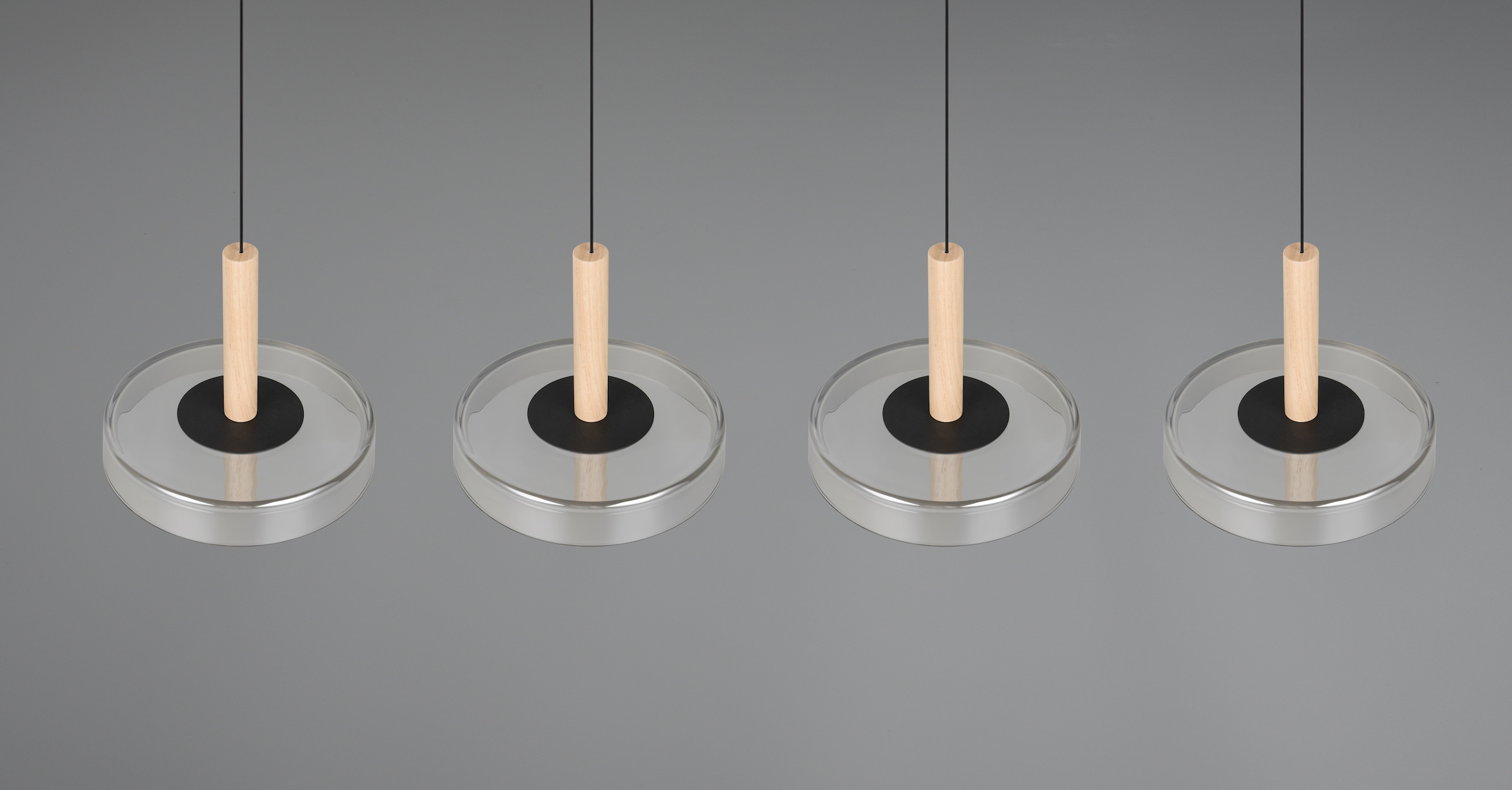 TRIO Leuchten LED Pendelleuchte »CELESTE dimmbare LED Hängelampe aus Metall Glas & Holz, 7,5W 750 Lumen« LED-Board 1 Stk. Warmweiß 4-flammig einfach höhenverstellbar von 50-200 cm 3-Stufen Dimmfunktion