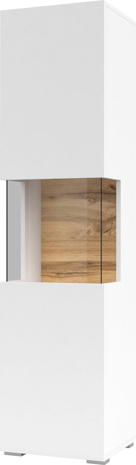 INOSIGN Vitrine »Ava, Breite 36 cm, hängend und stehend montierbar«, moderne grifflose Vitrine, Hochschrank mit Eckverglasung