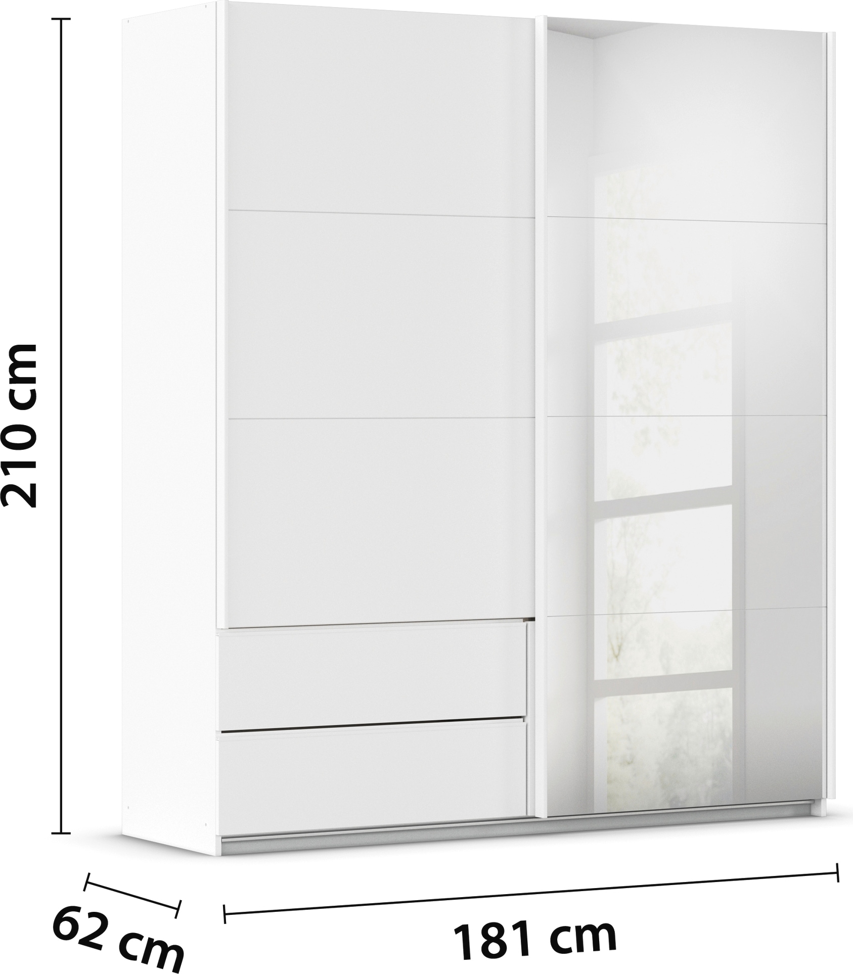 rauch Schwebetürenschrank »Kleiderschrank Schrank Garderobe Wäscheschrank ELARA mit Spiegel« praktische Schubladen optional farblich abgesetzt MADE IN GERMANY