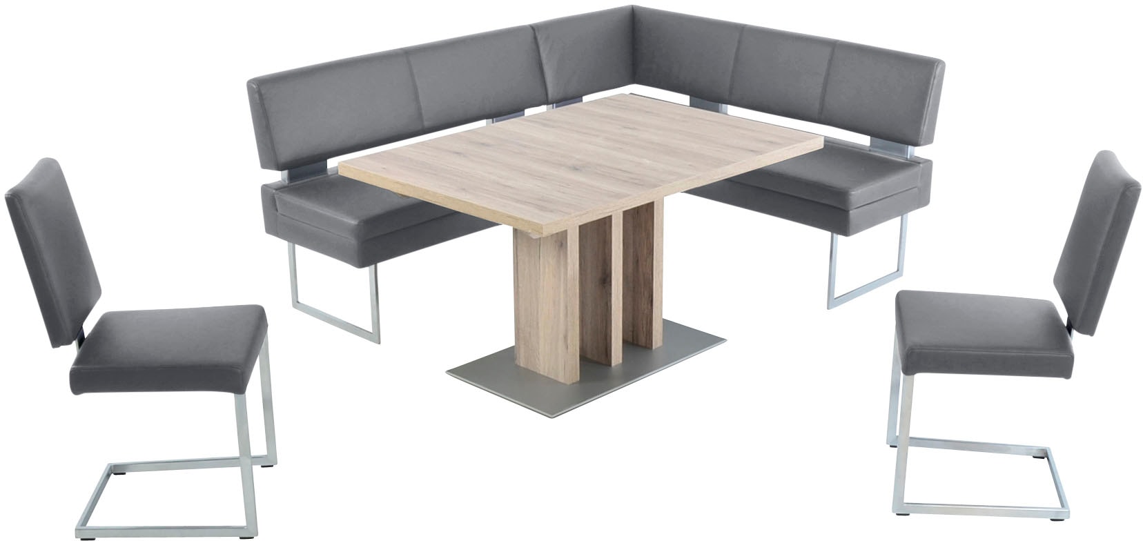 K+W Komfort & Wohnen Essgruppe 4 Stk. tlg. langer Schenkel links oder rechts, 2 Freischwinger, 1 Funktionstisch