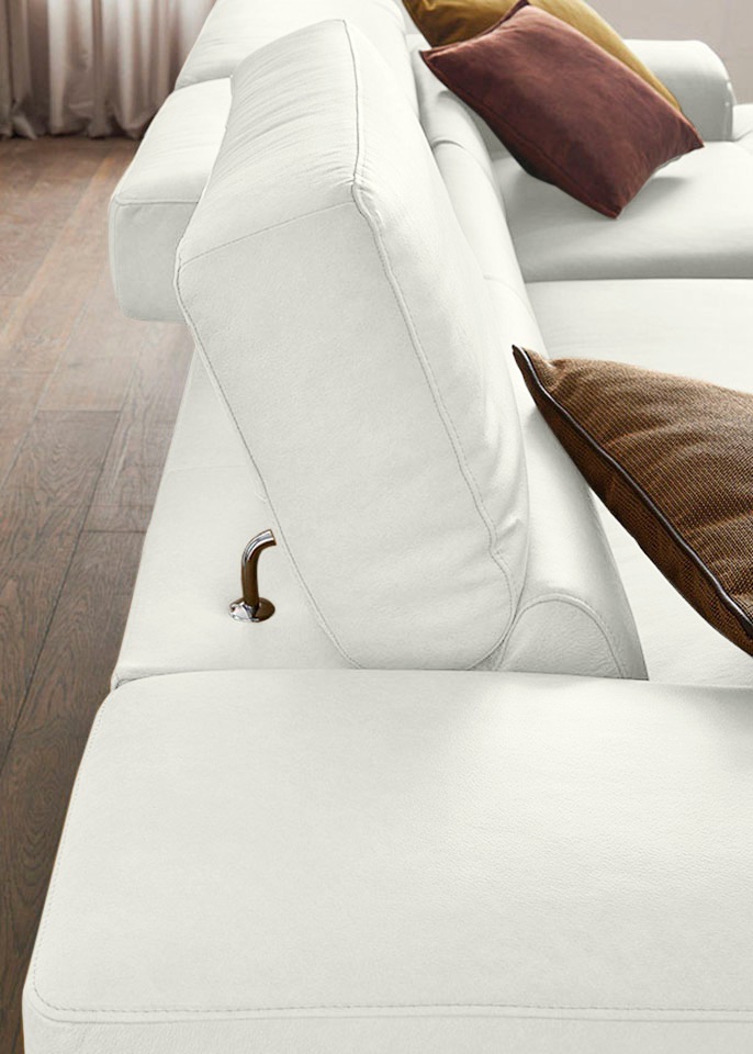 W.SCHILLIG Ecksofa »Piedroo, Designsofa mit tollem Sitzkomfort, elegant und bequem, L-Form«, Kopfteilverstellung, wahlweise mit Sitztiefenverstellung, Breite 303cm