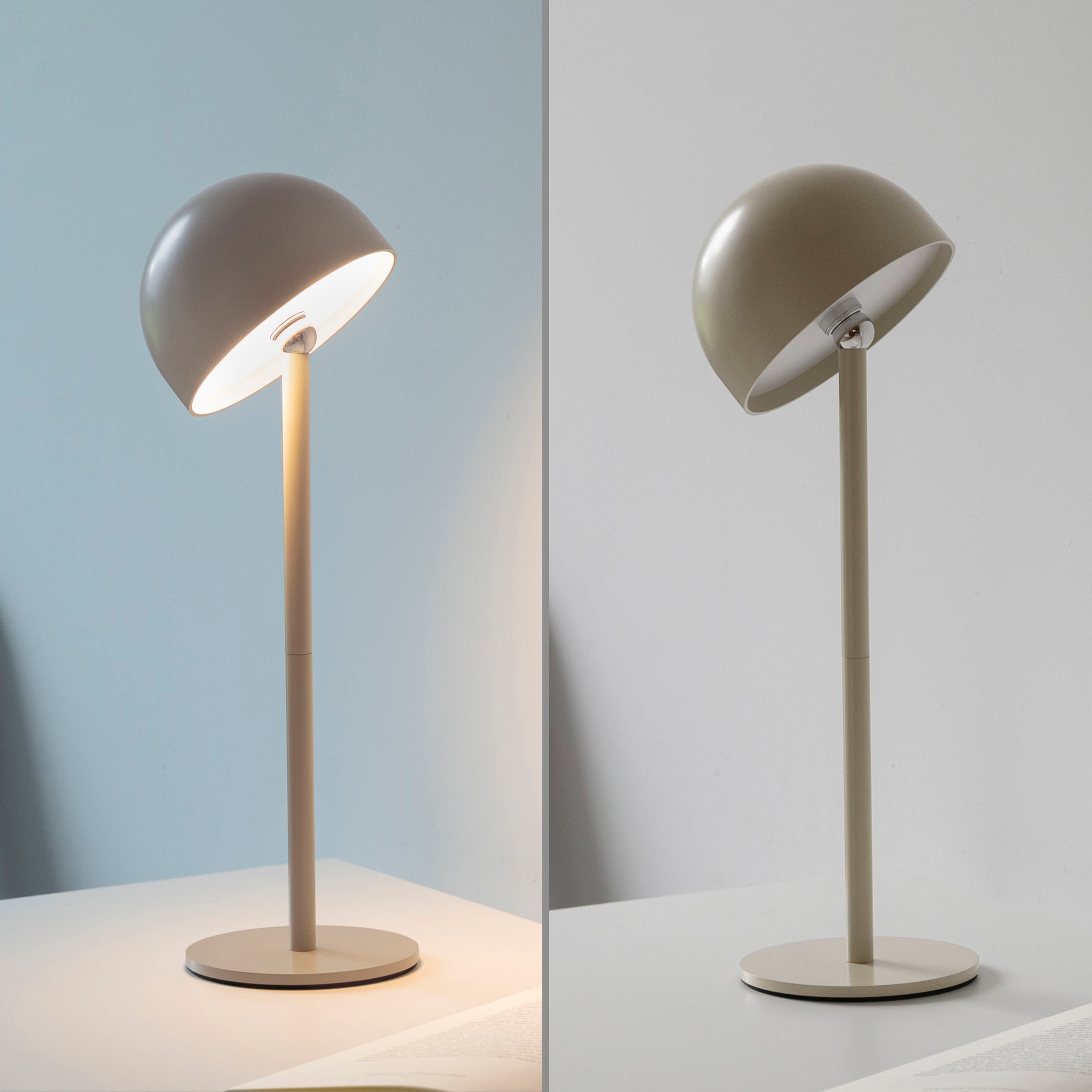 OTTO home Tischleuchte »Akku Tischlampe Garrin Indoor Outdoor, magnetischer Flaschenaufsatz« LED-Board Warmweiß Pilzlampe Flaschenaufsatz, Regulierung der Lichtstärke, Pilz, Lampe