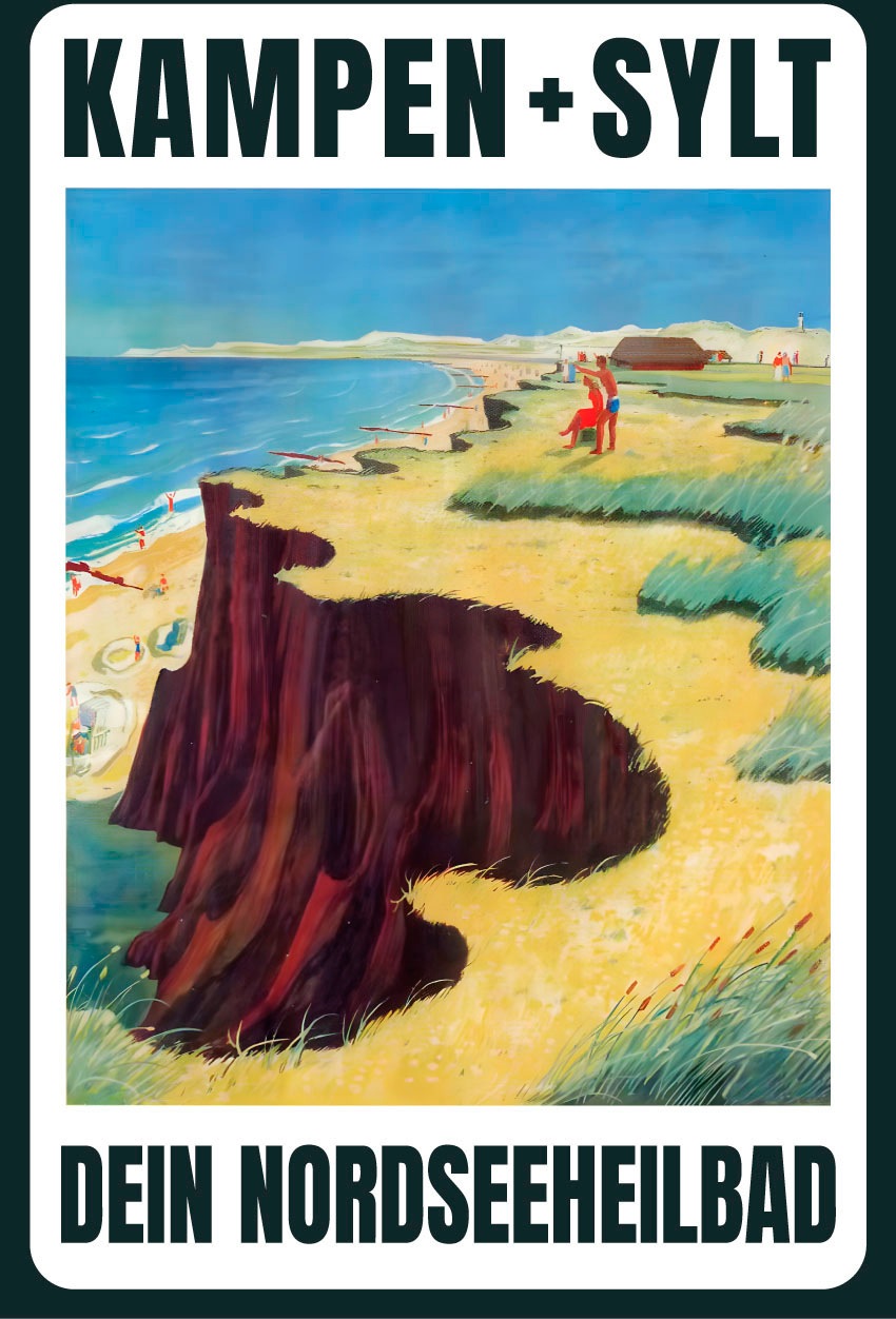queence Metallbild »Dein Nordseeheilbad«, Schriftzüge-Schriftzug-Meer-Strand, (1 St.), Stahlschild, Blechschild, Nordseeheilbad, Sylt, Kampen