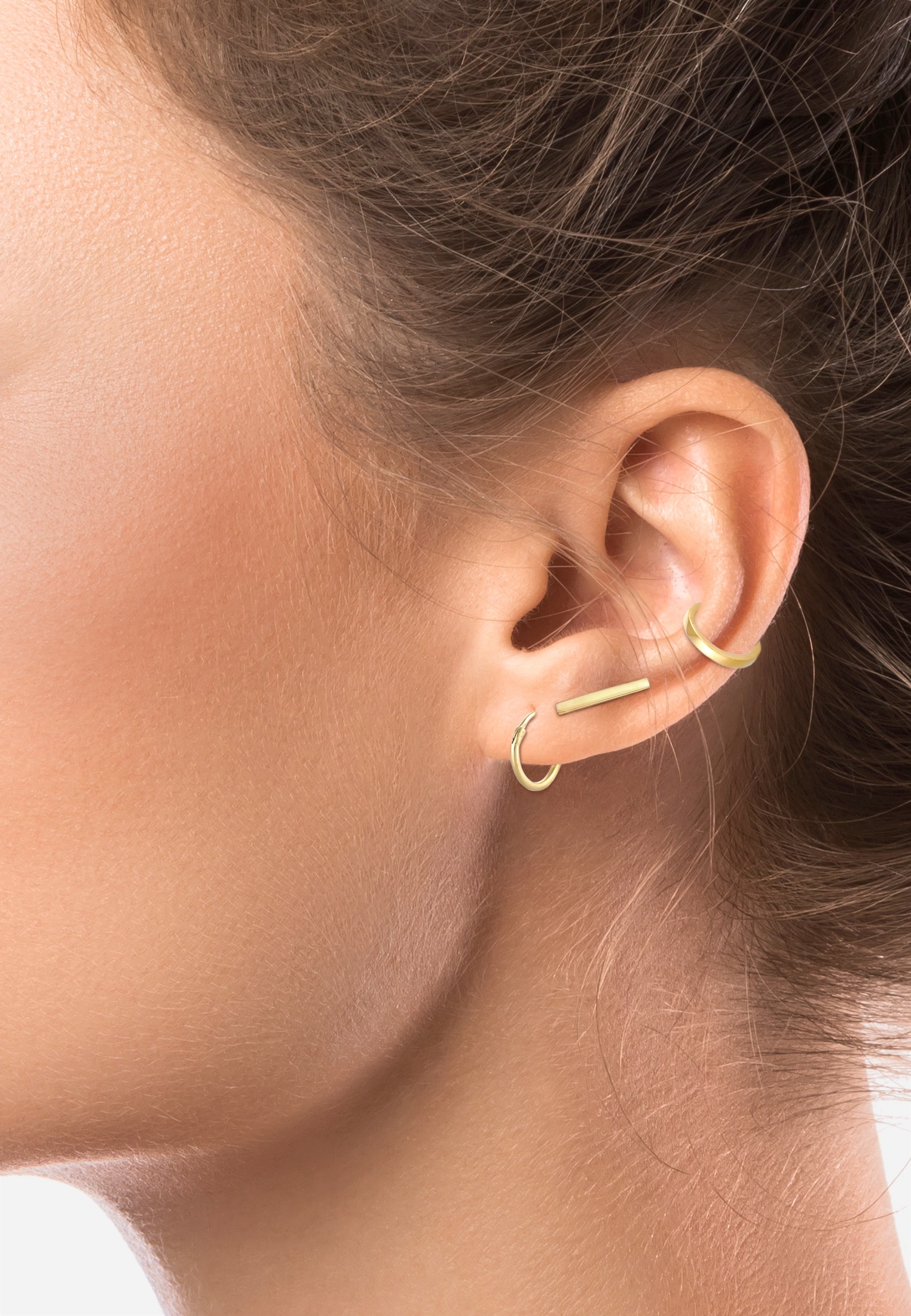 Elli Ohrstecker-Set »Ohrringe Creolen Ear Climber Earcuff 3er Set 925 Silber«