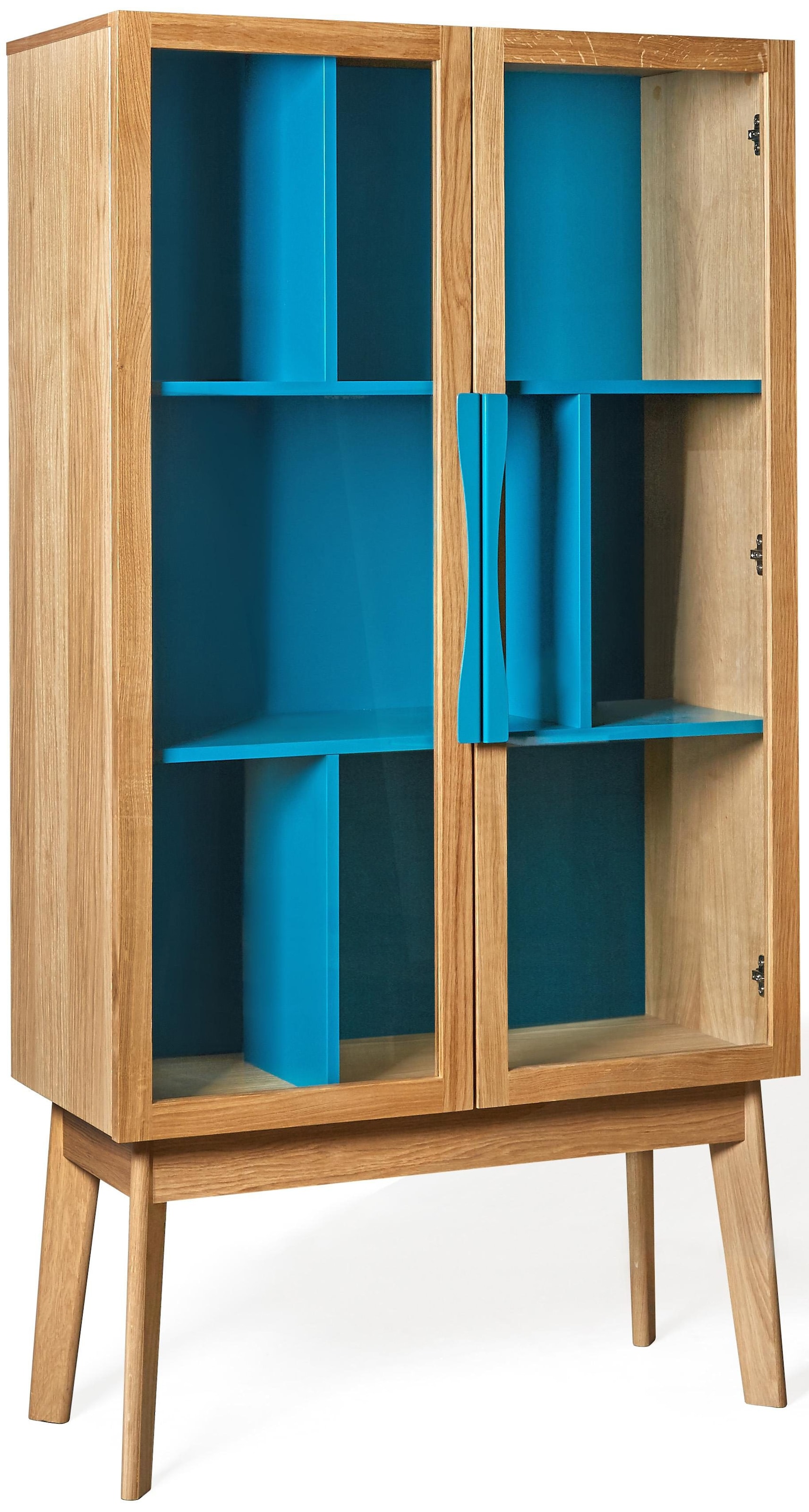 Holzfurnier Bücherregal Eiche OTTO Breite im »Hilla«, Woodman aus Shop kaufen 88 Online Glaseinsätzen, cm, mit Türen
