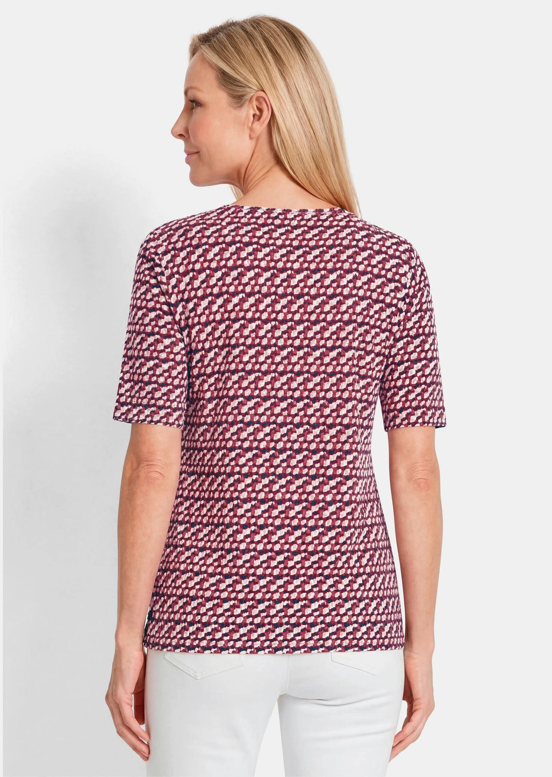 GOLDNER Kurzarmshirt »Viskoseshirt mit spannendem 3D-Print« stretchbequemer Viskosejersey